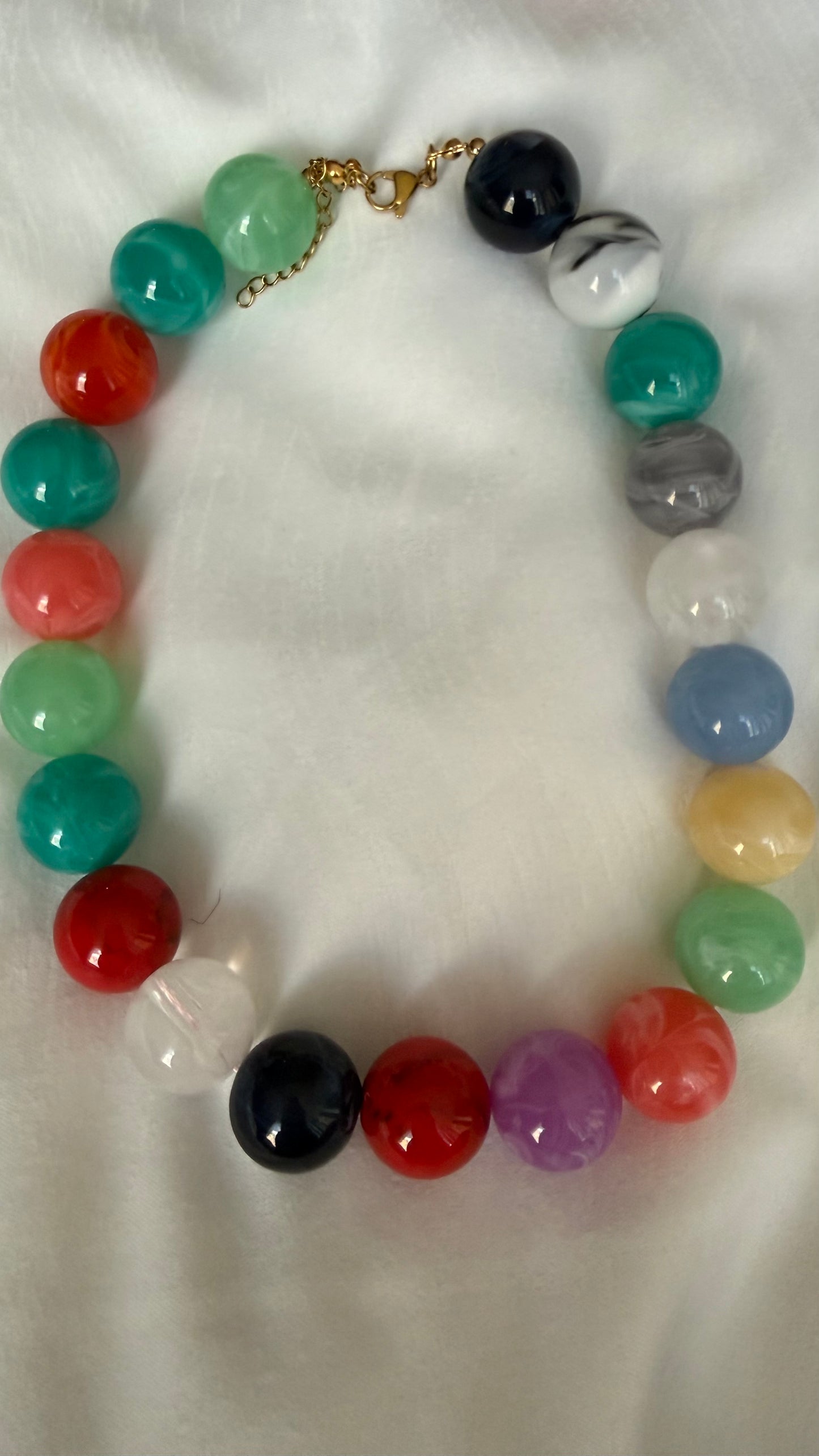 Marble Bead Necklace Rainbow Colors