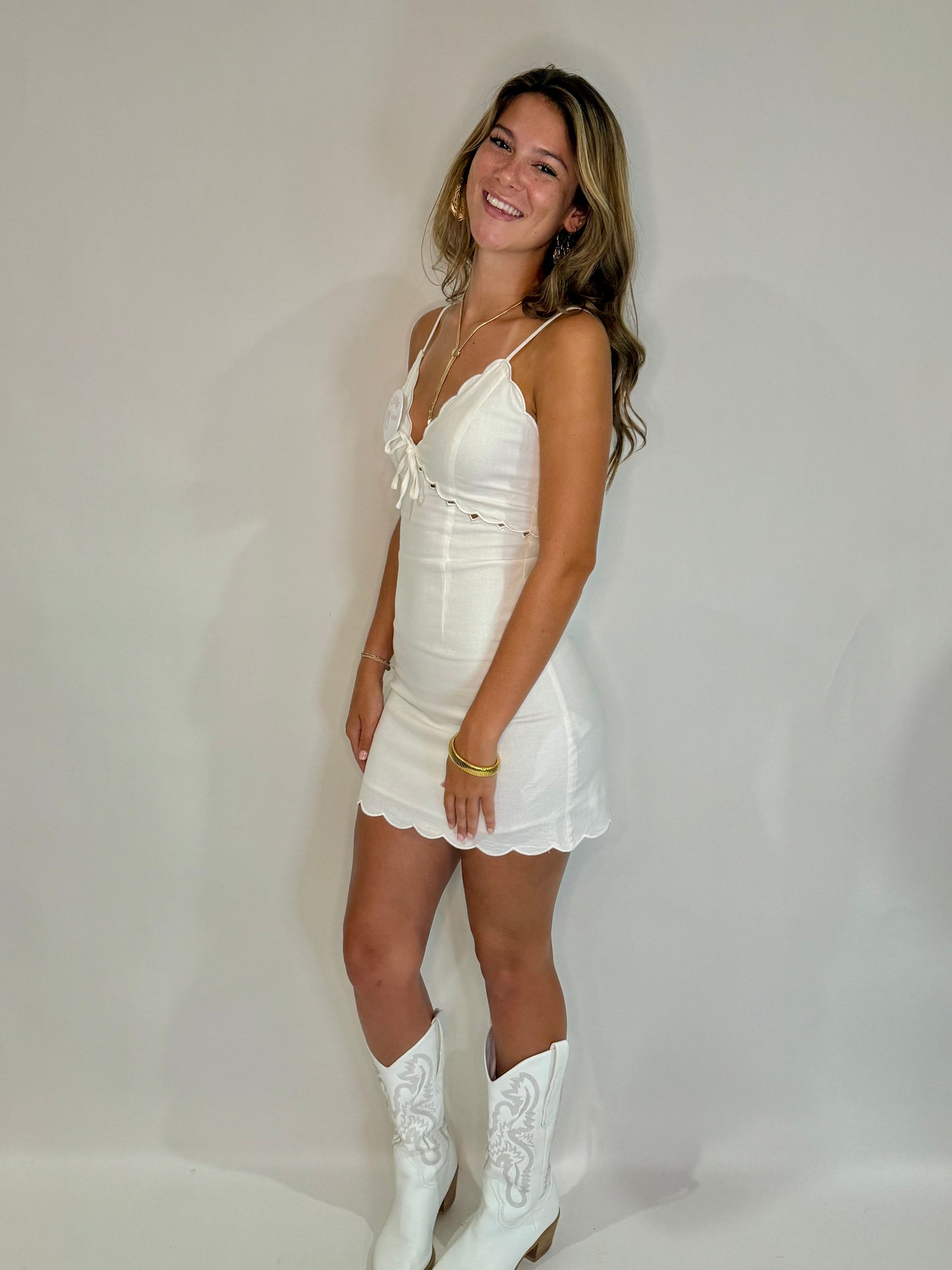 The White Fitted Mini Dress - Triple Charm Boutique
