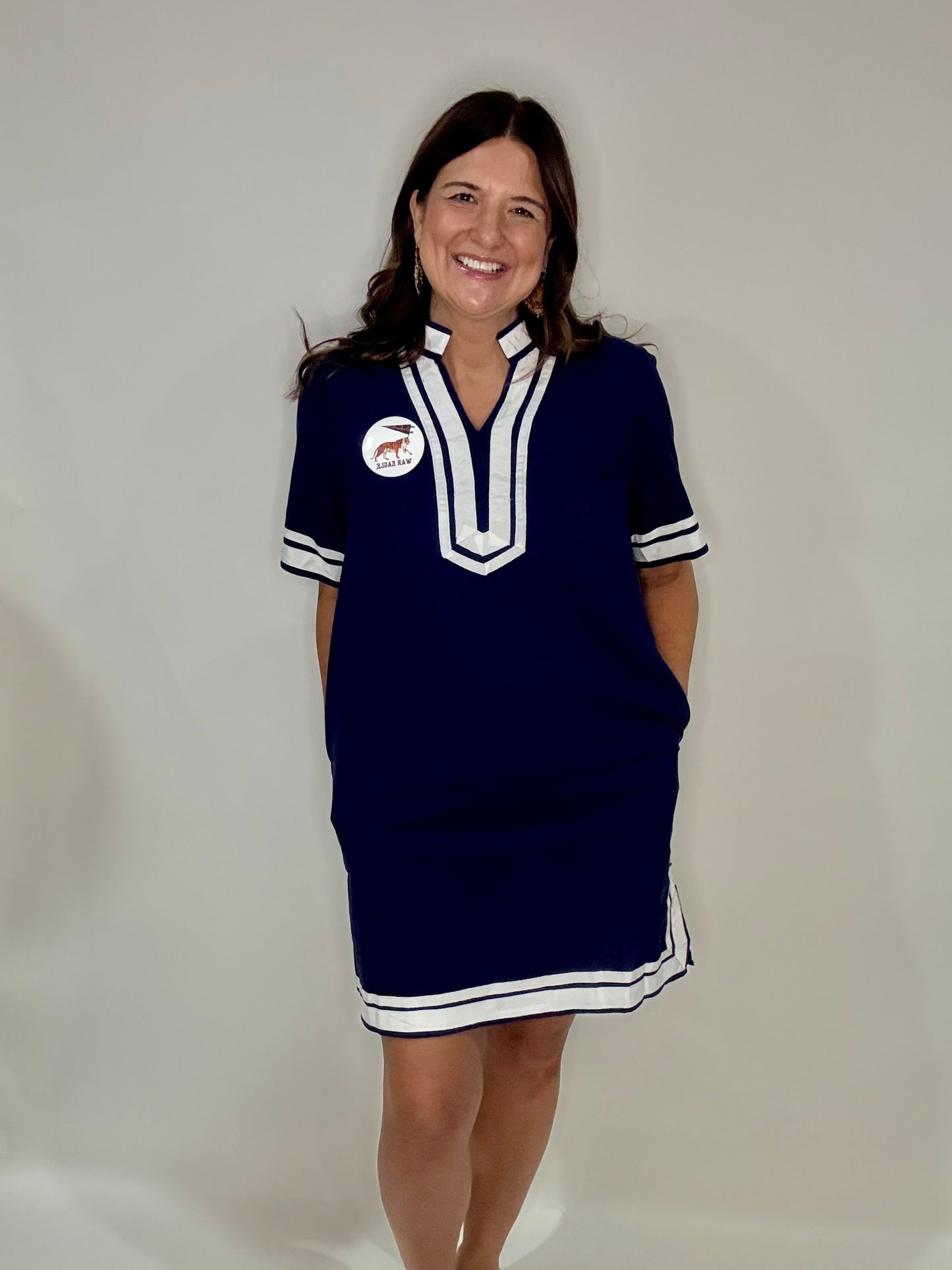 The Nautical Navy Linen Dress - Triple Charm Boutique