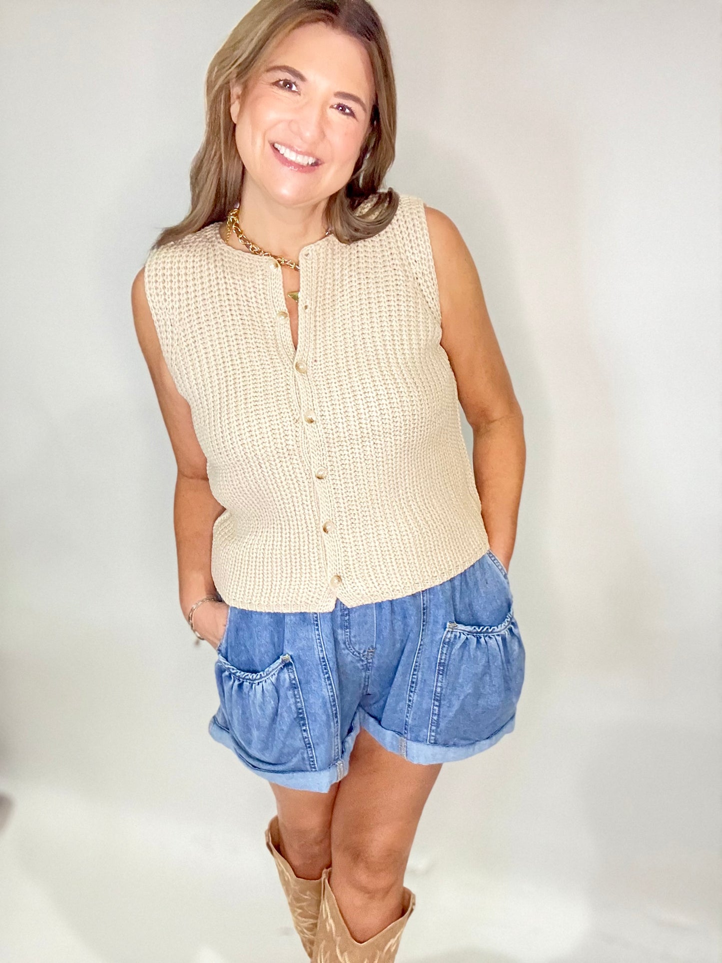 The Cream Button Up Sweater