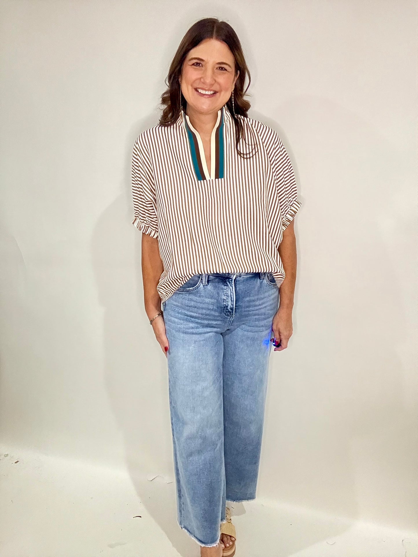 The Brown Stripe Caramel Top