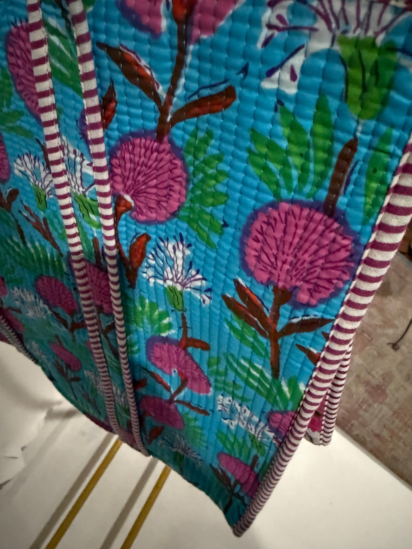 The Aqua  Poppy Quilted Tote Bag