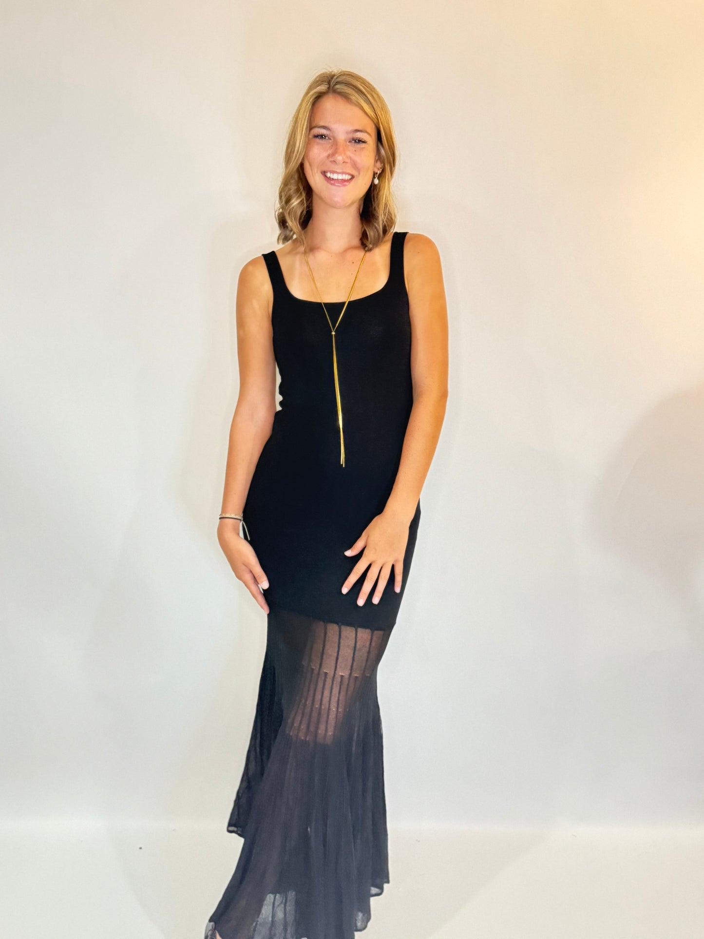 Sleevless Beautiful Black Fitted Maxi Dress - Triple Charm Boutique
