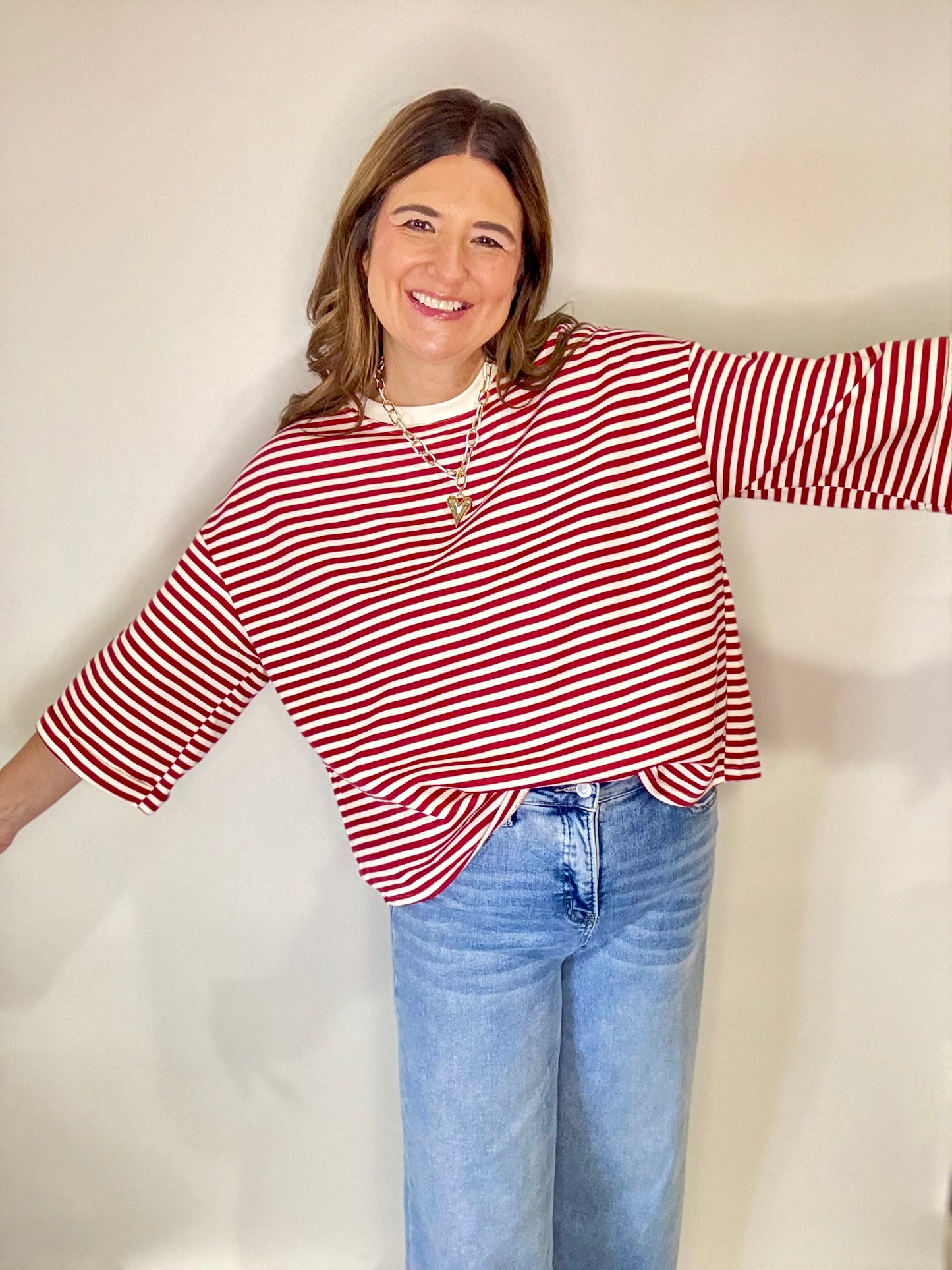 The Stripe Boxy Bow Top