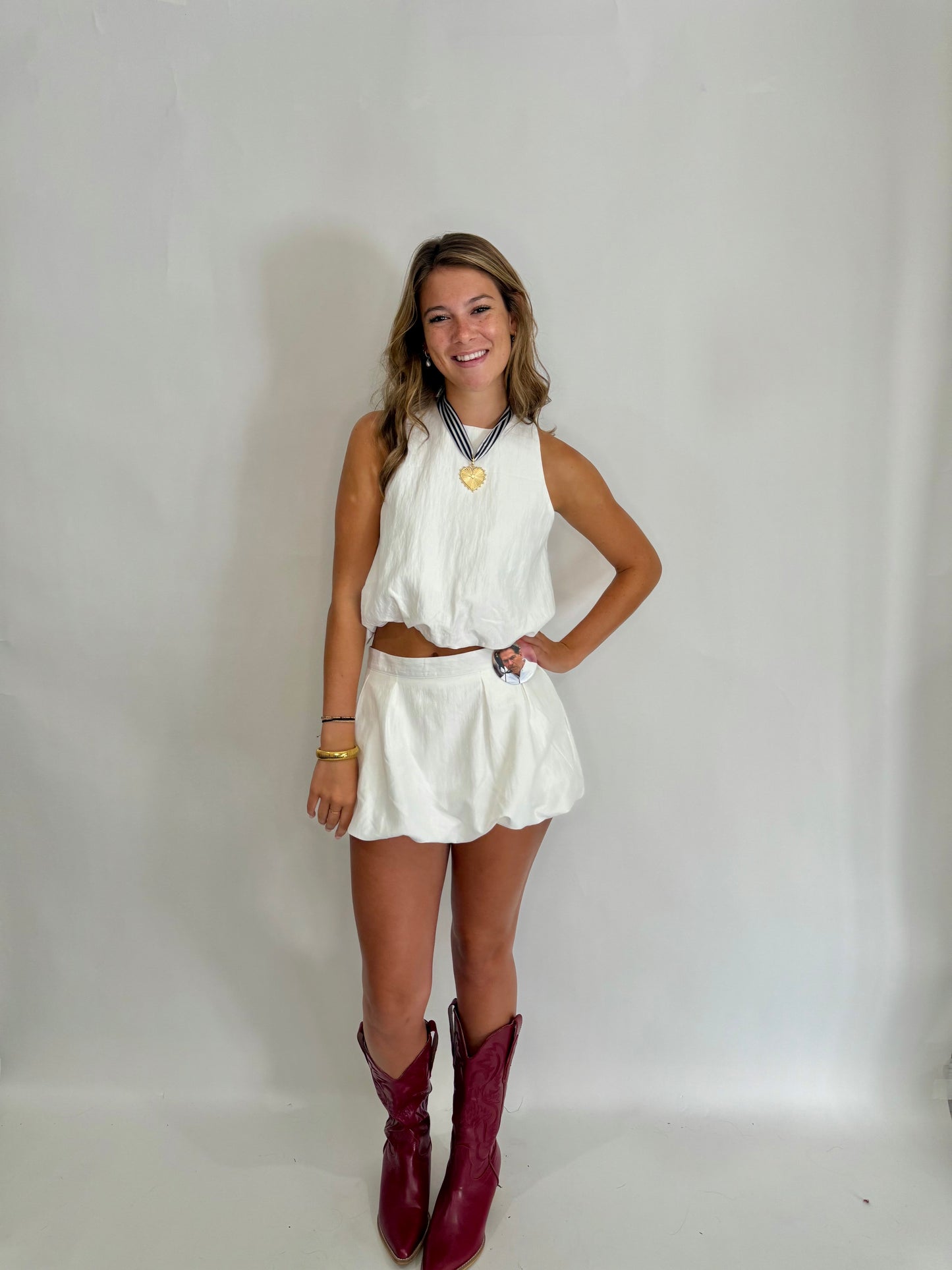The Savanna White Bubble Skort Set - Triple Charm Boutique