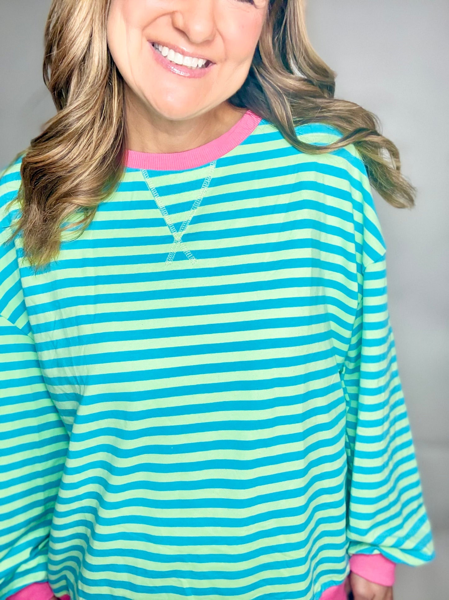 The Pink Melon Stripe Sweatshirt