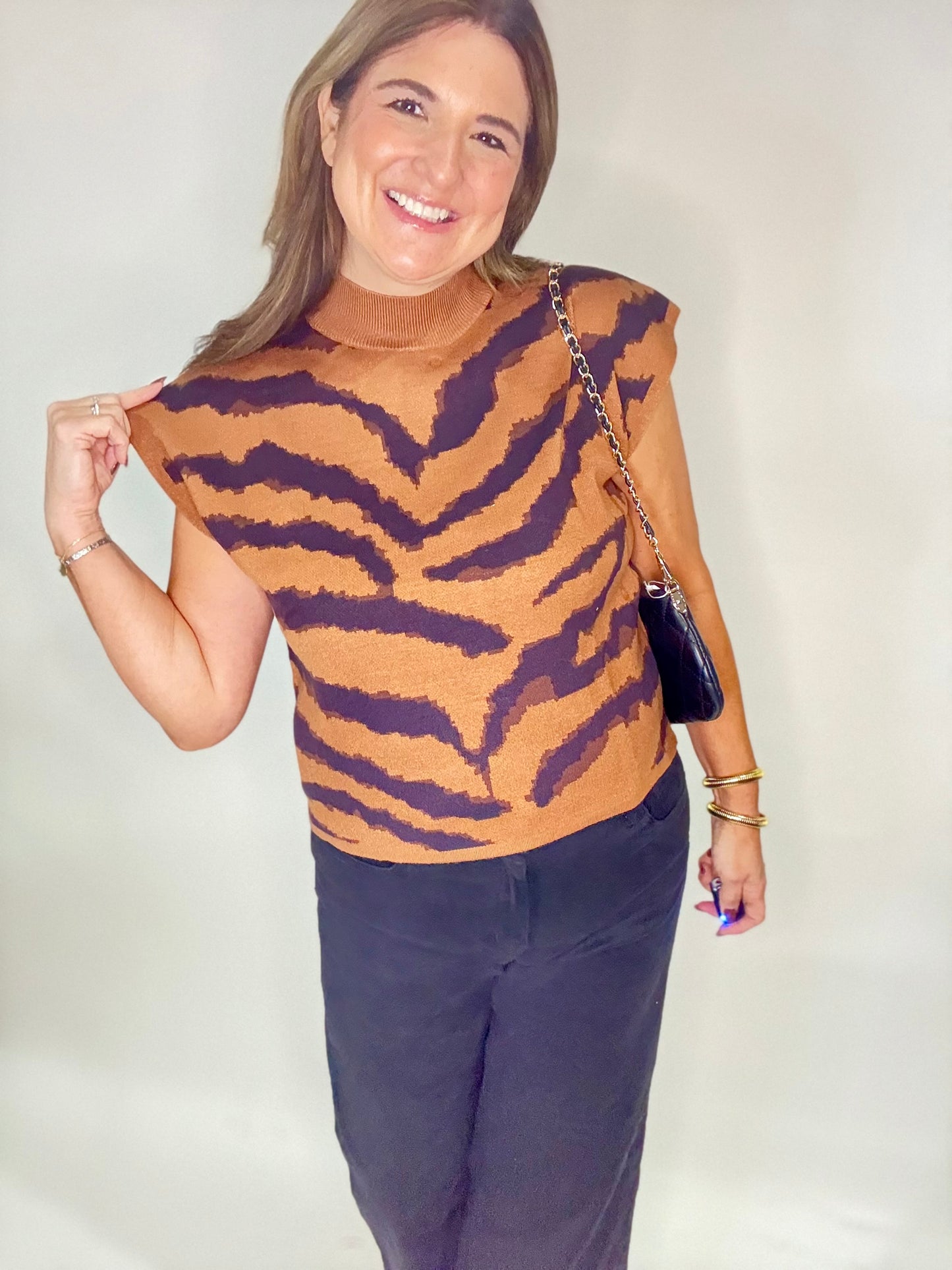 The Tiger Stripe Cap Sleeve Sweater