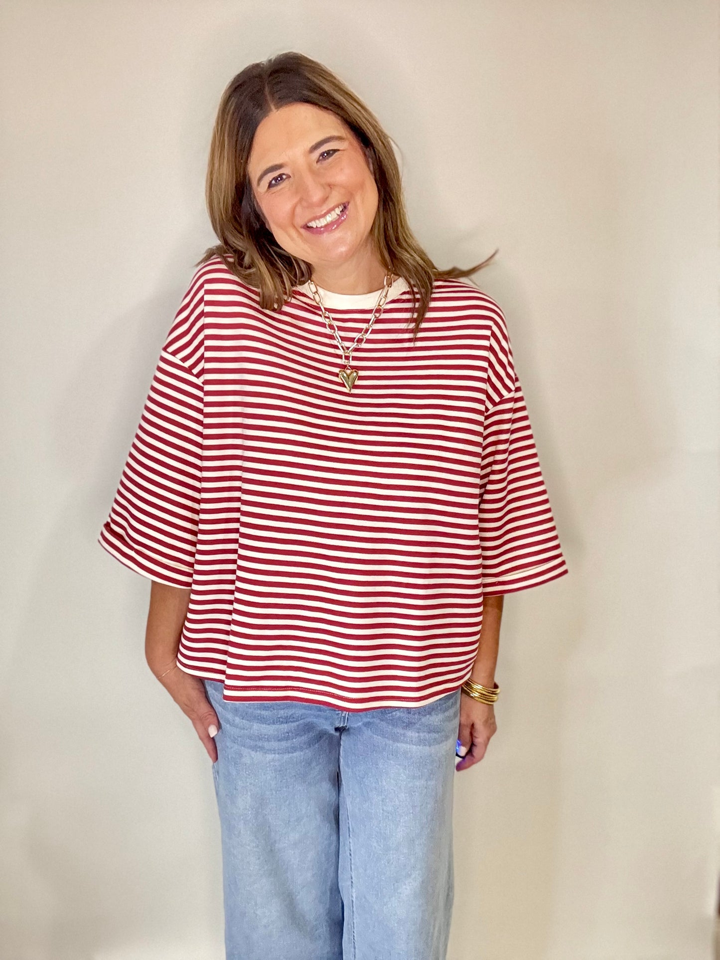 The Stripe Boxy Bow Top