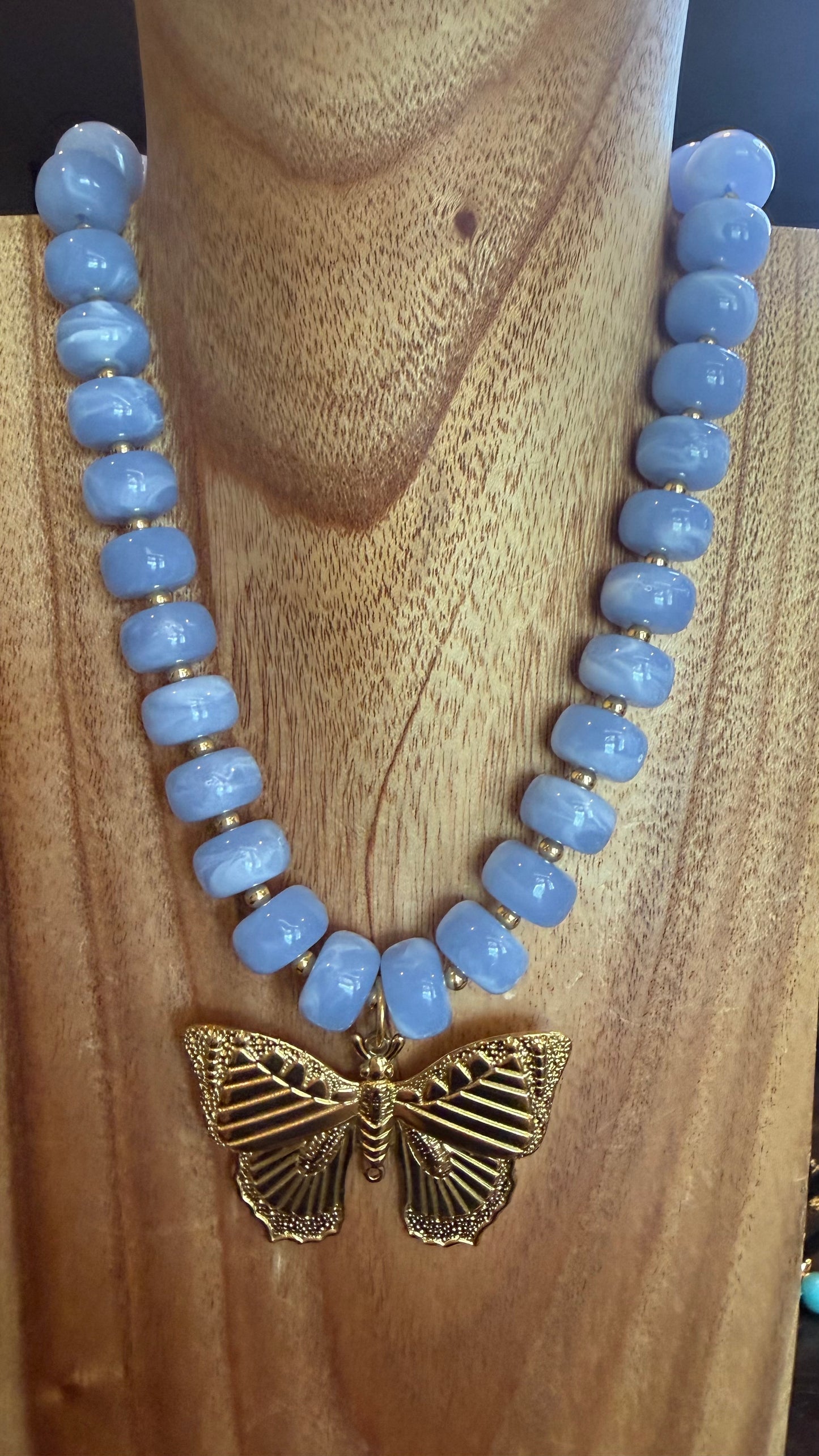Pre-order The Large Butterfly Necklace On Blue Stone