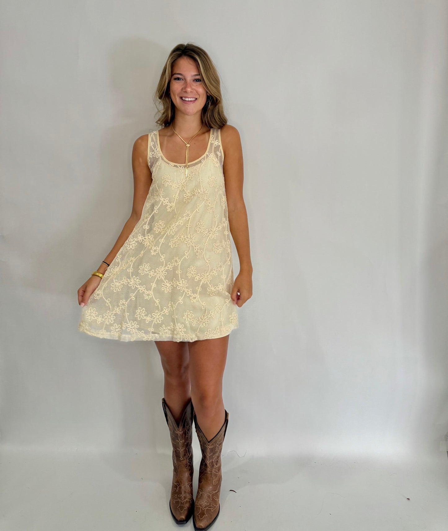 The Madison Embroidered Floral Dress - Triple Charm Boutique