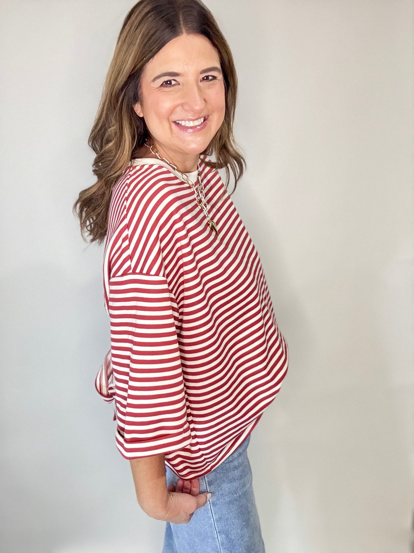The Stripe Boxy Bow Top