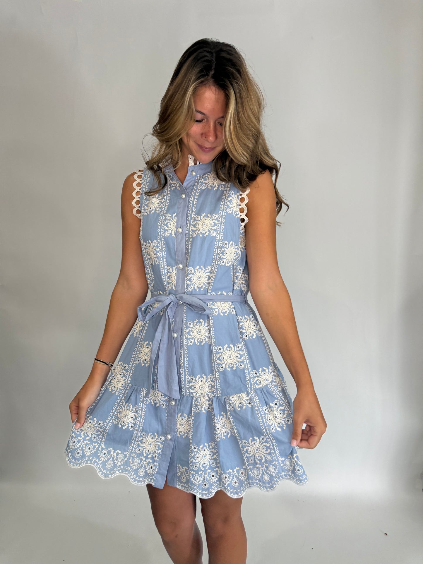 The Baby Blue Lace Mini Dress - Triple Charm Boutique