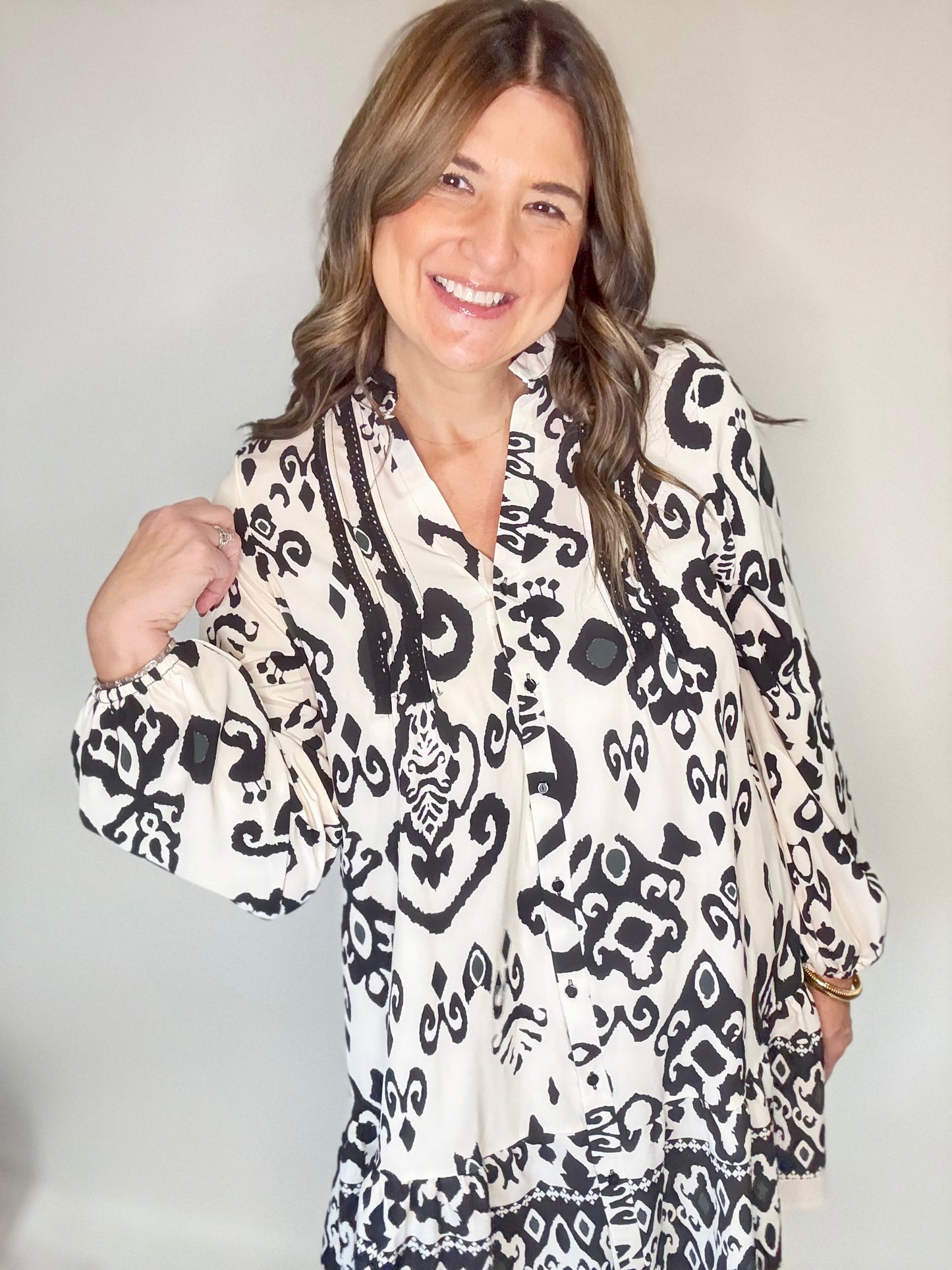 The Black Fall Floral Long Sleeve Mini Dress