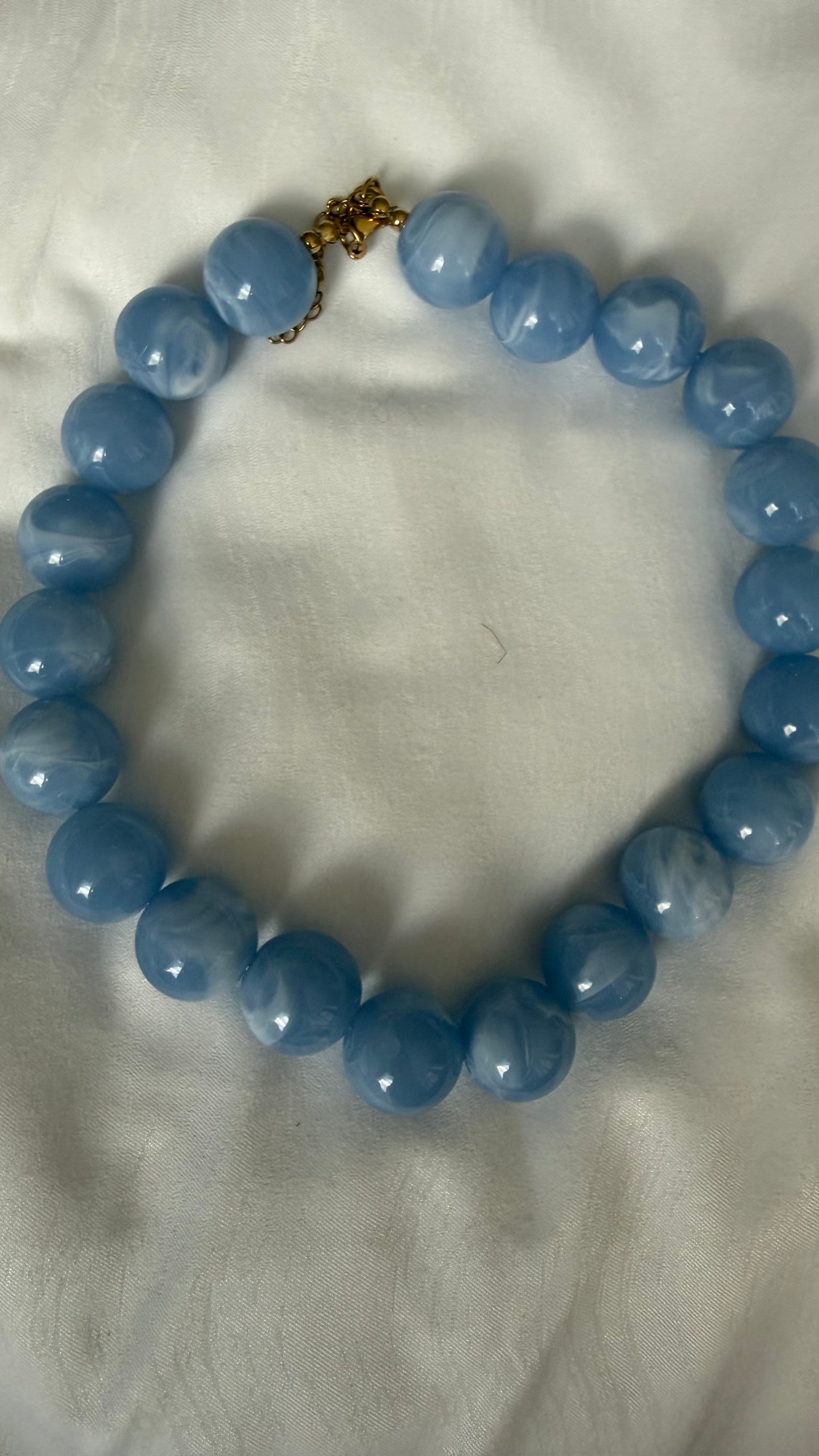 Marble Bead Necklace Baby Blue