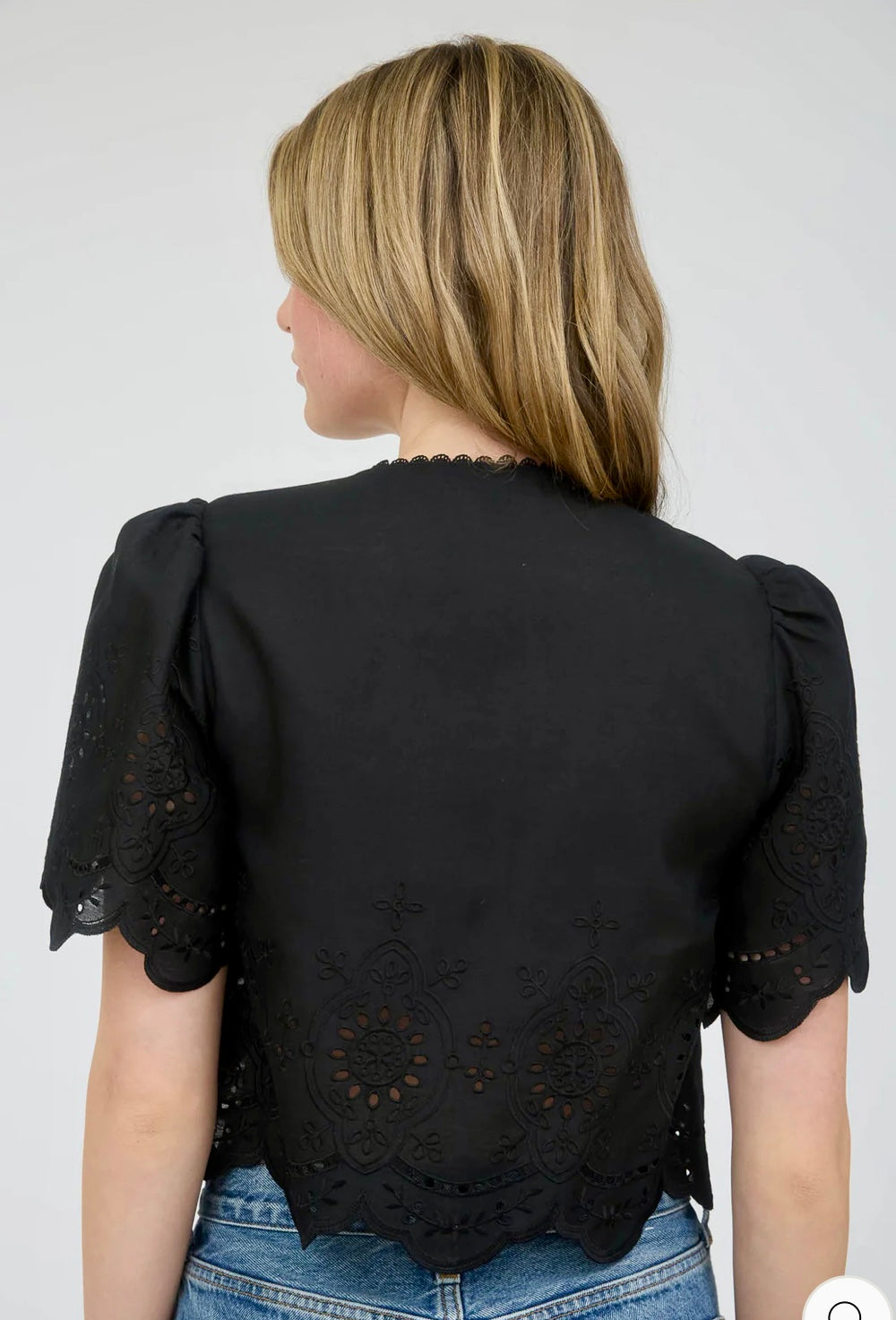 The Black Eyelet Bow Blouse - Triple Charm Boutique