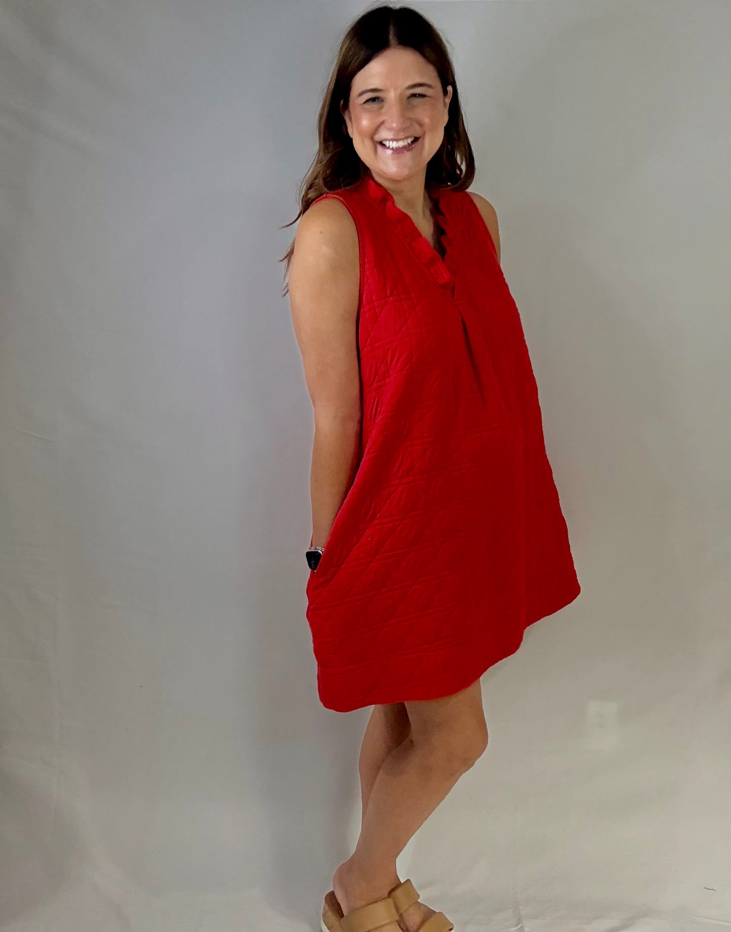 The Red Comfy Shift Dress - Triple Charm Boutique