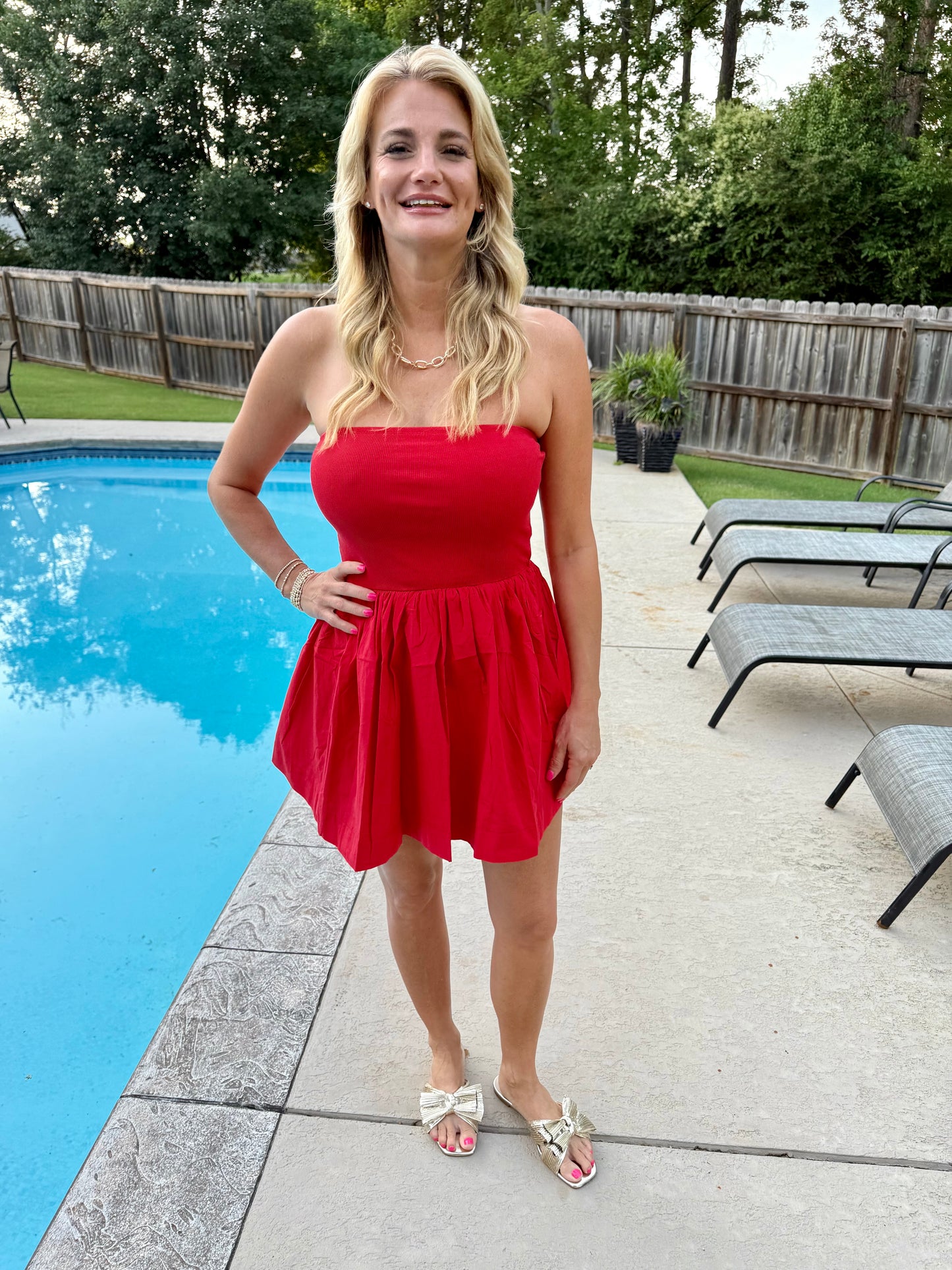 The Red Mini Strapless Dress