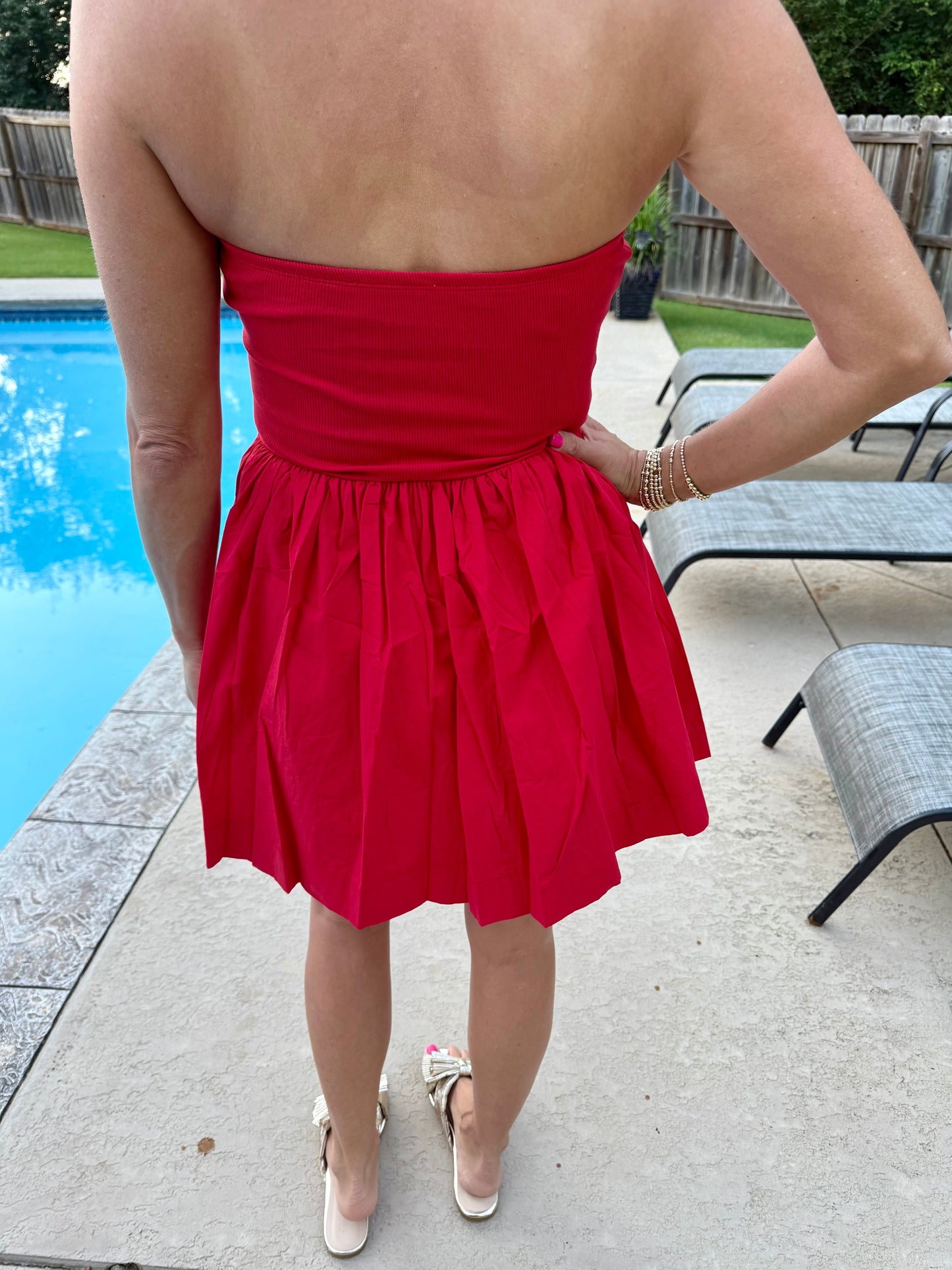 The Red Mini Strapless Dress