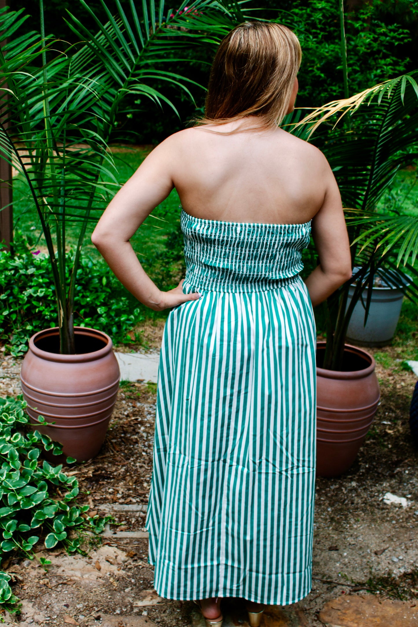 The Green Stripe Master’s Dress - Triple Charm Boutique