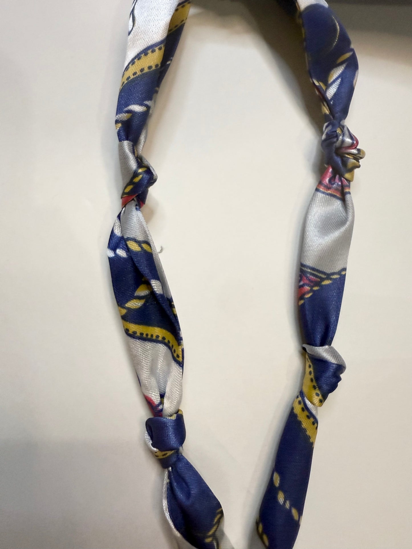 The Cream, Blue, & Hint Of Pink Gold Plated Heart Scarf Necklace - Triple Charm Boutique