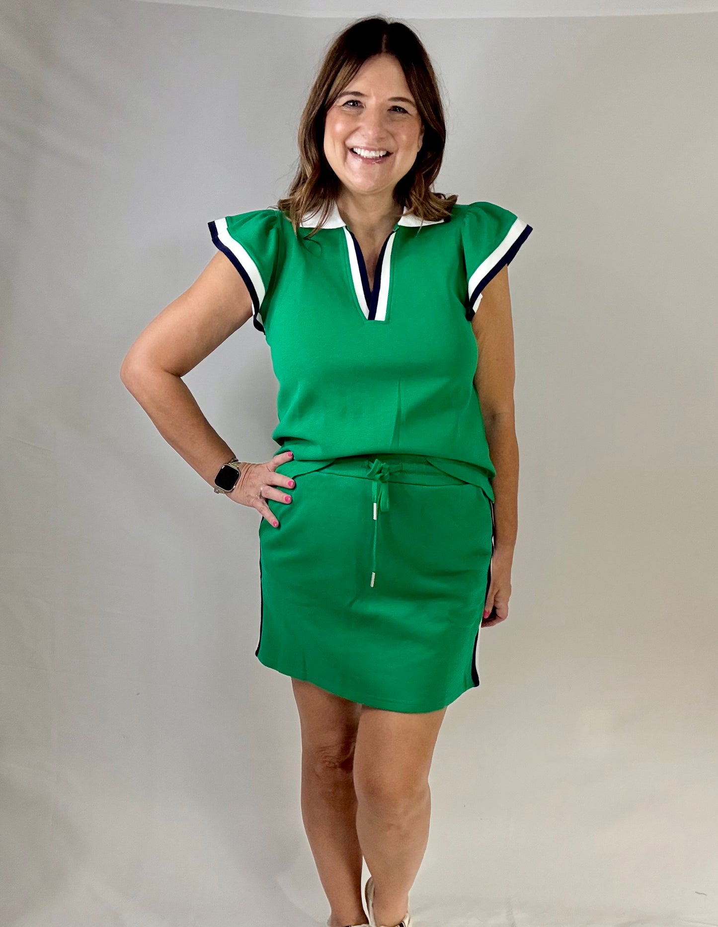 Kelly Green Entro Skirt Set - Triple Charm Boutique