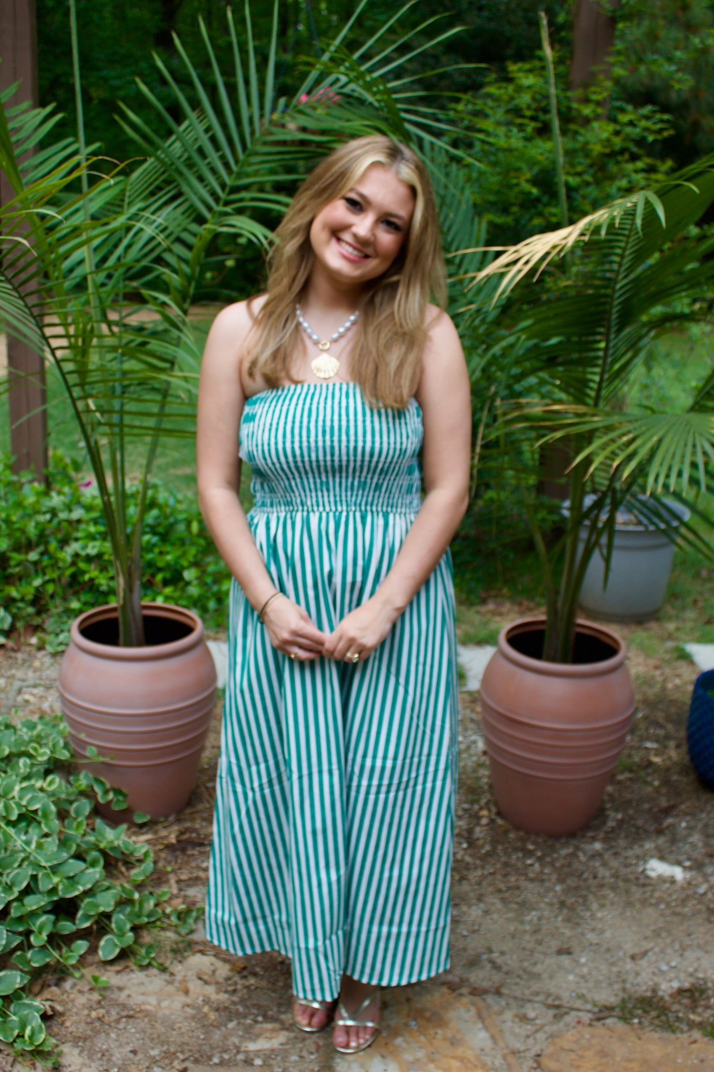 The Green Stripe Master’s Dress - Triple Charm Boutique