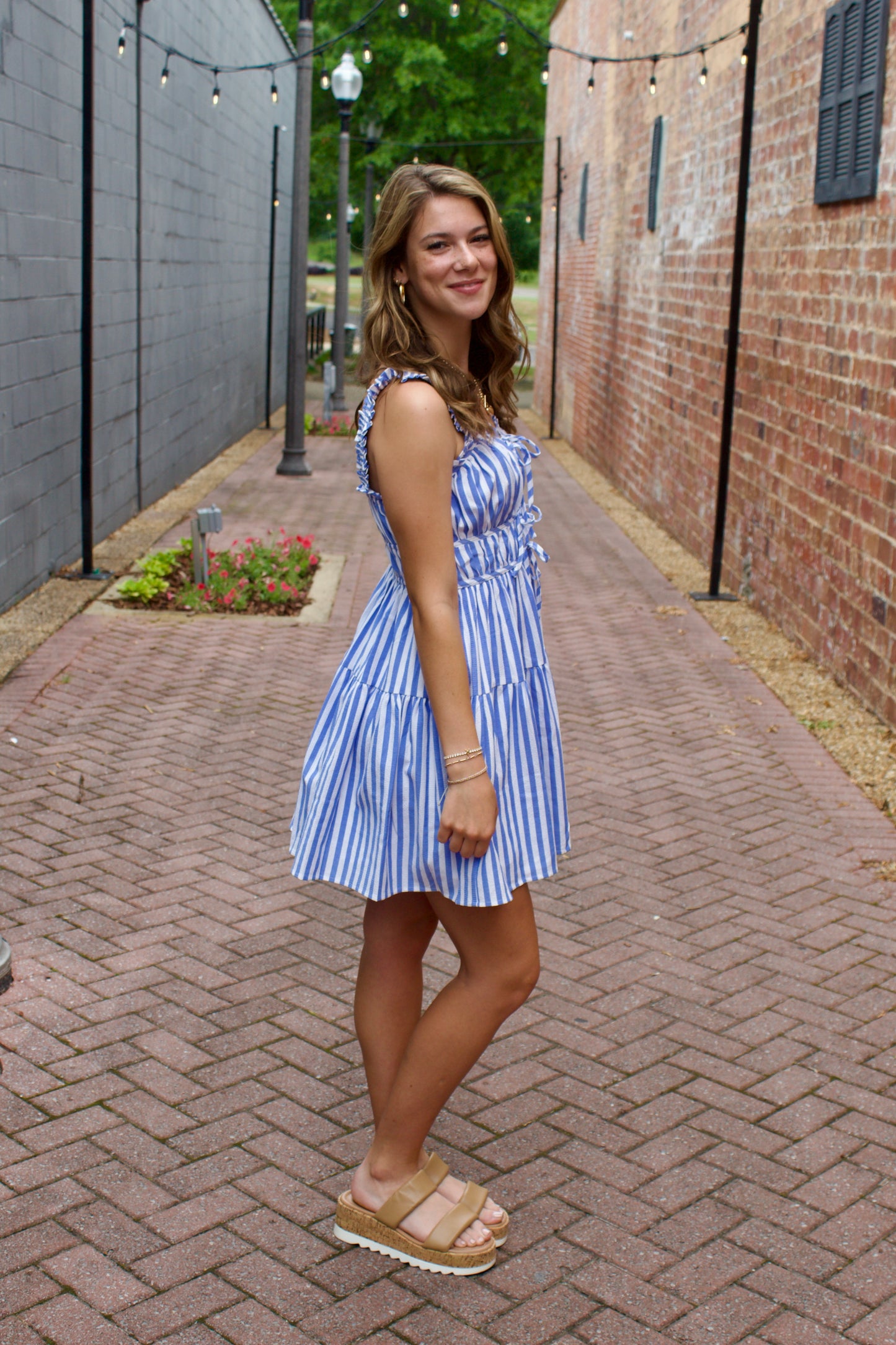 Summer Stripe Blue Mini Dress