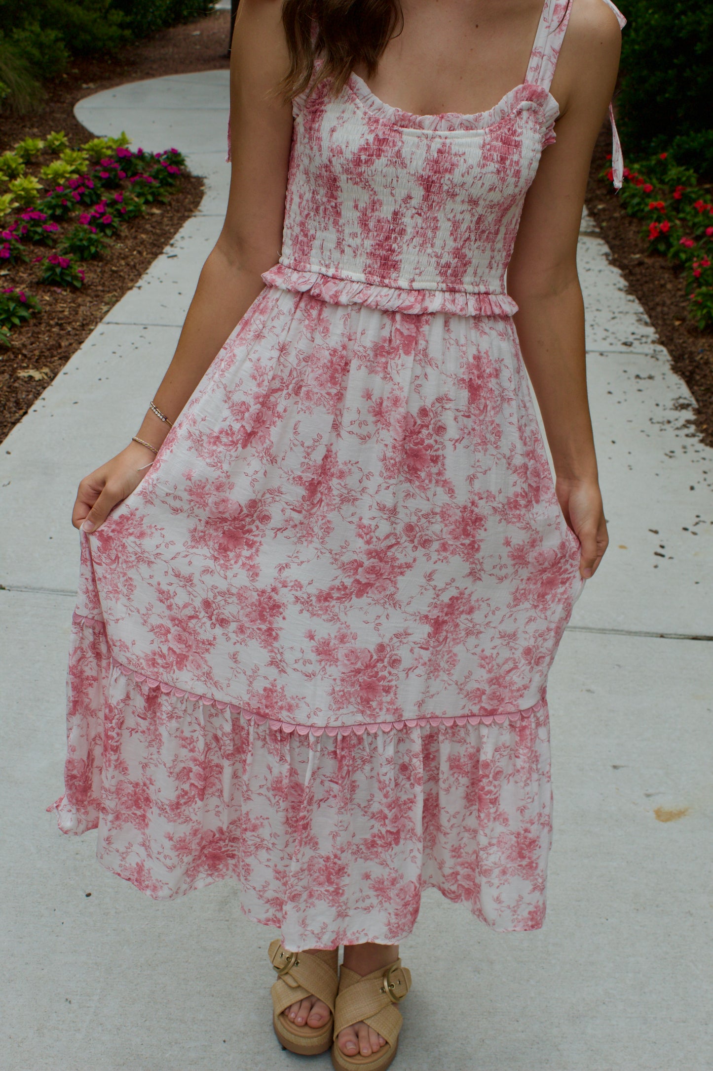 The Soft Pink Floral Dress - Triple Charm Boutique