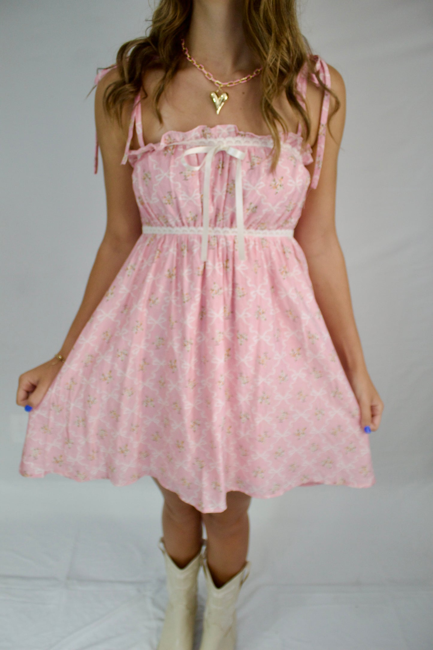 The Emma Pink Bow Dress - Triple Charm Boutique