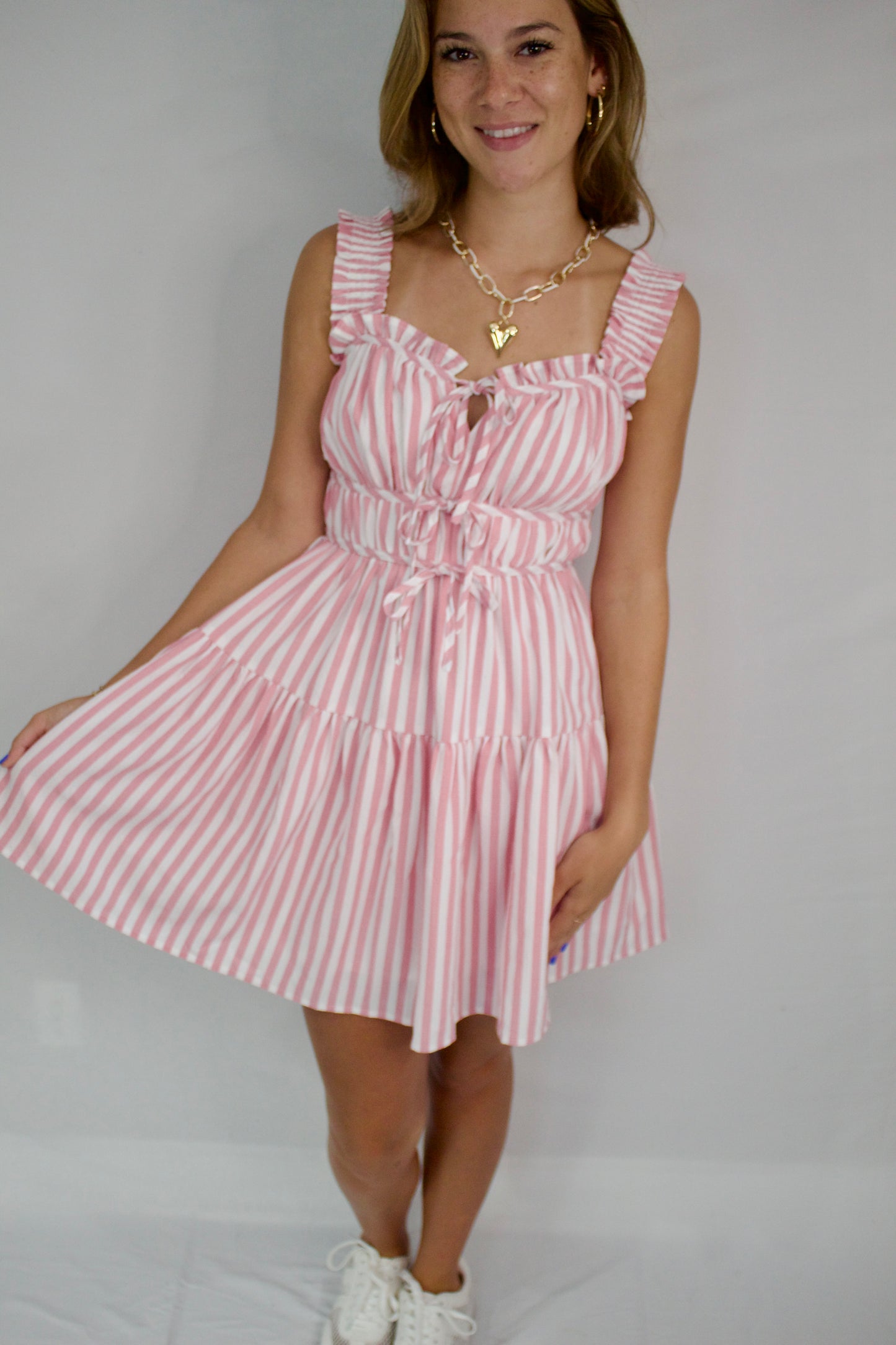 Summer Stripe Pink Mini Dress - Triple Charm Boutique