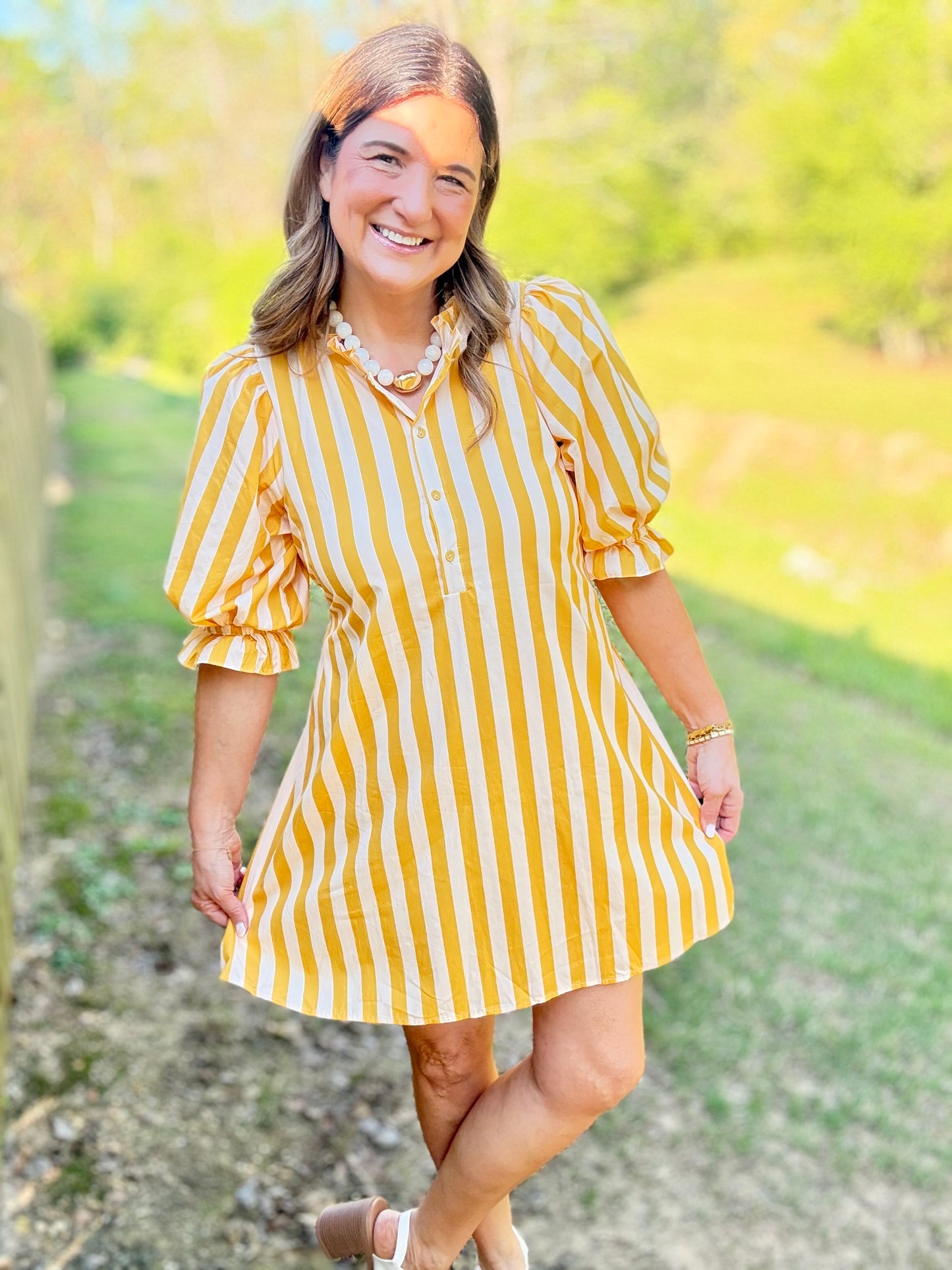 The Camille Yellow Stripe Dress