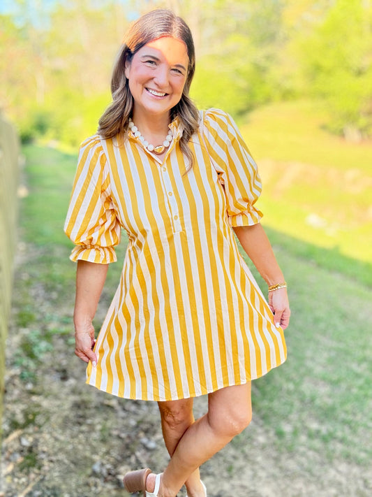 The Camille Yellow Stripe Dress
