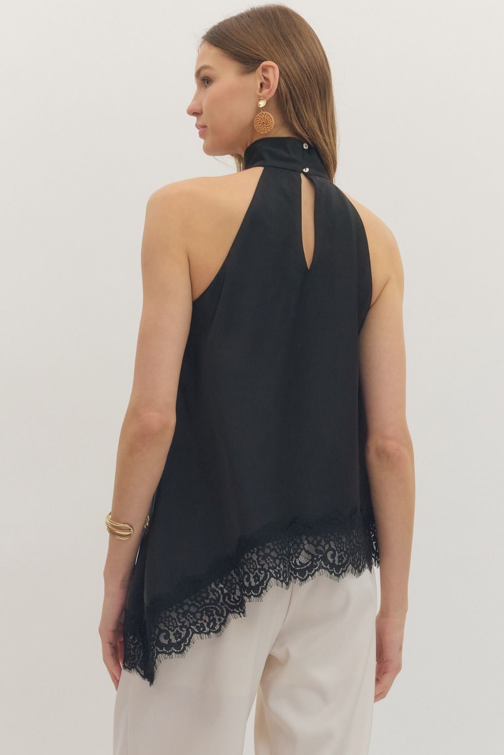 Lovely Black  Lace Halter Top - Triple Charm Boutique