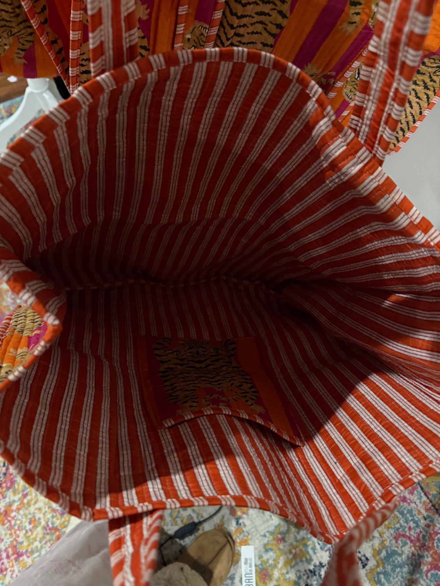 Large Stripe Tiger Tote Bags