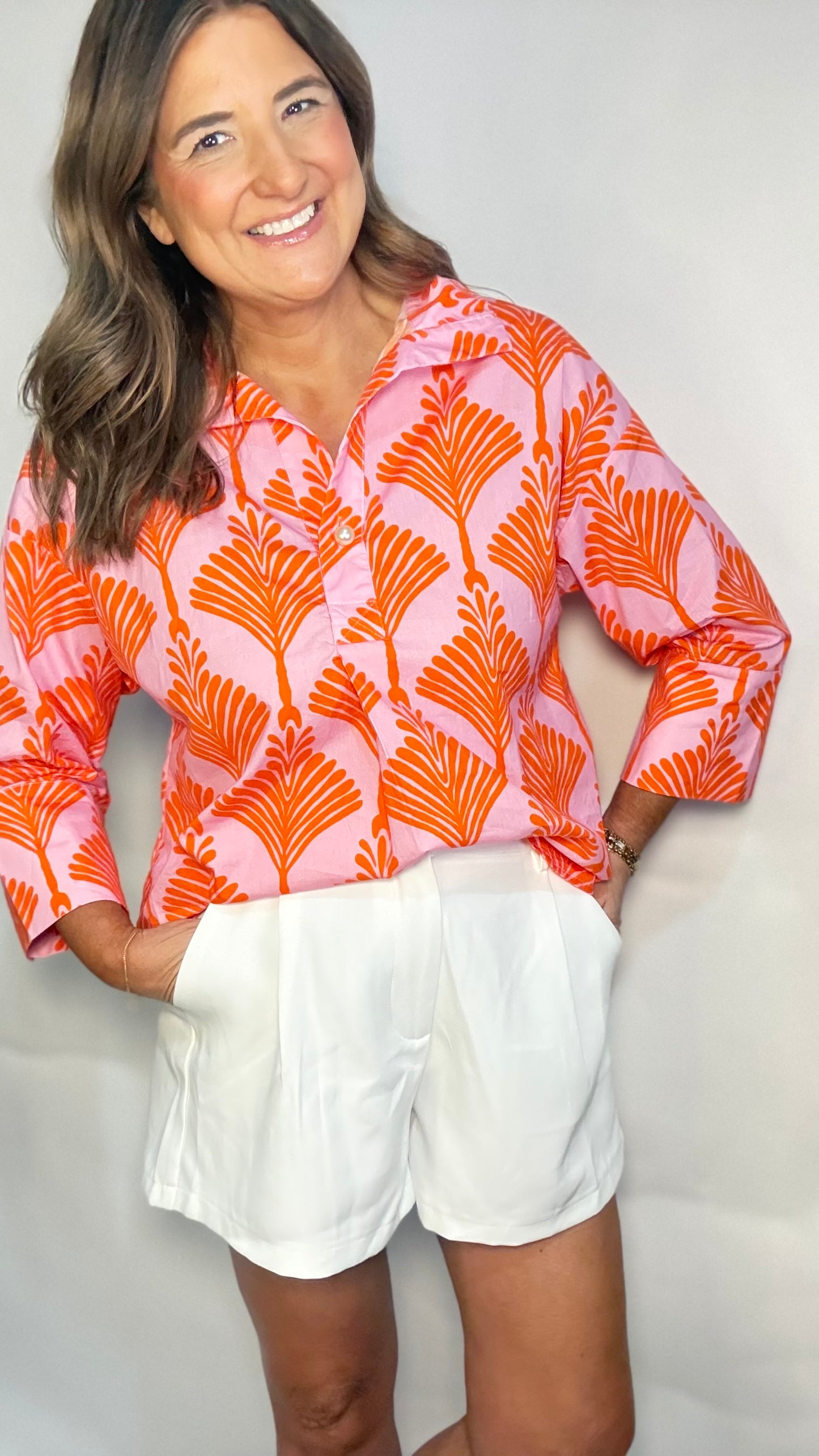 The Pink Fan Blouse - Triple Charm Boutique