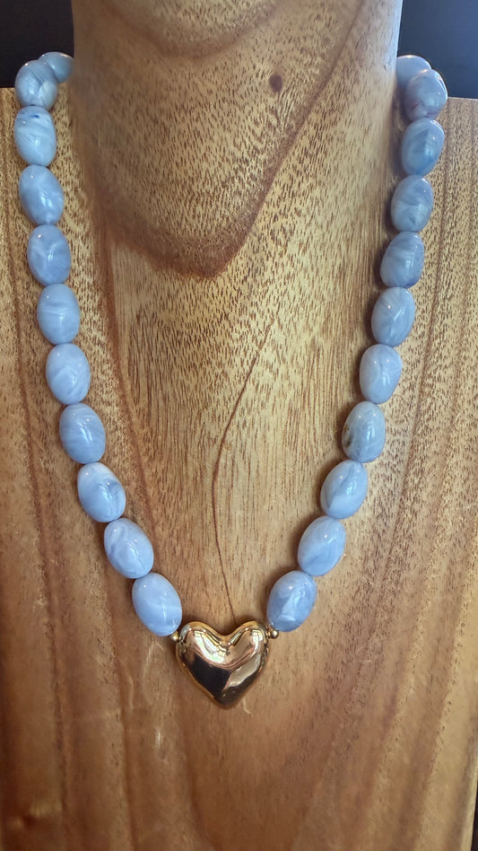 The Small Blue Heart Bead Necklace