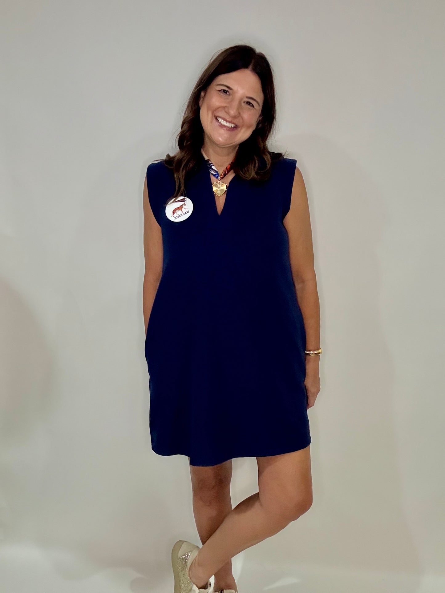 The Country Club Collar Dress in Navy - Triple Charm Boutique