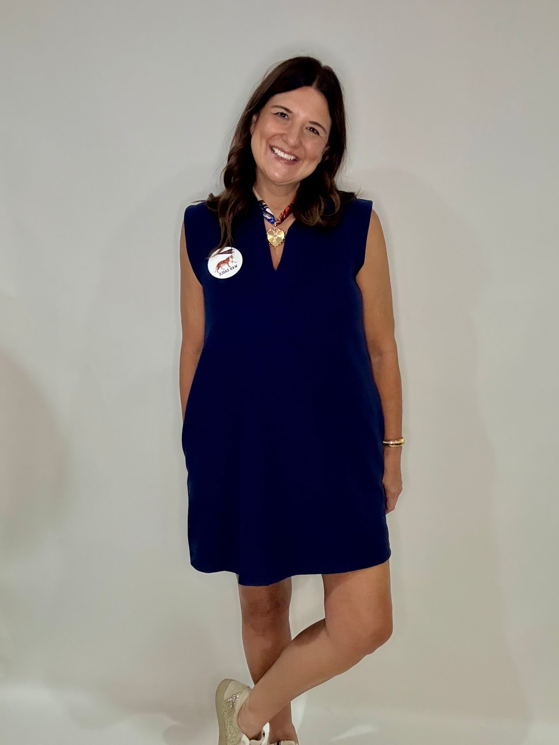 The Country Club Collar Dress in Navy - Triple Charm Boutique