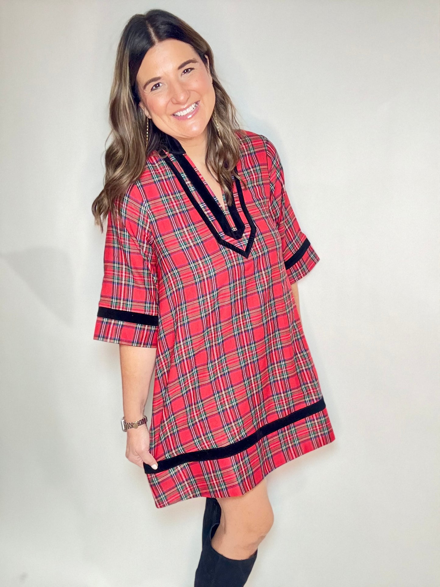 The Red  Plaid Holiday Dress
