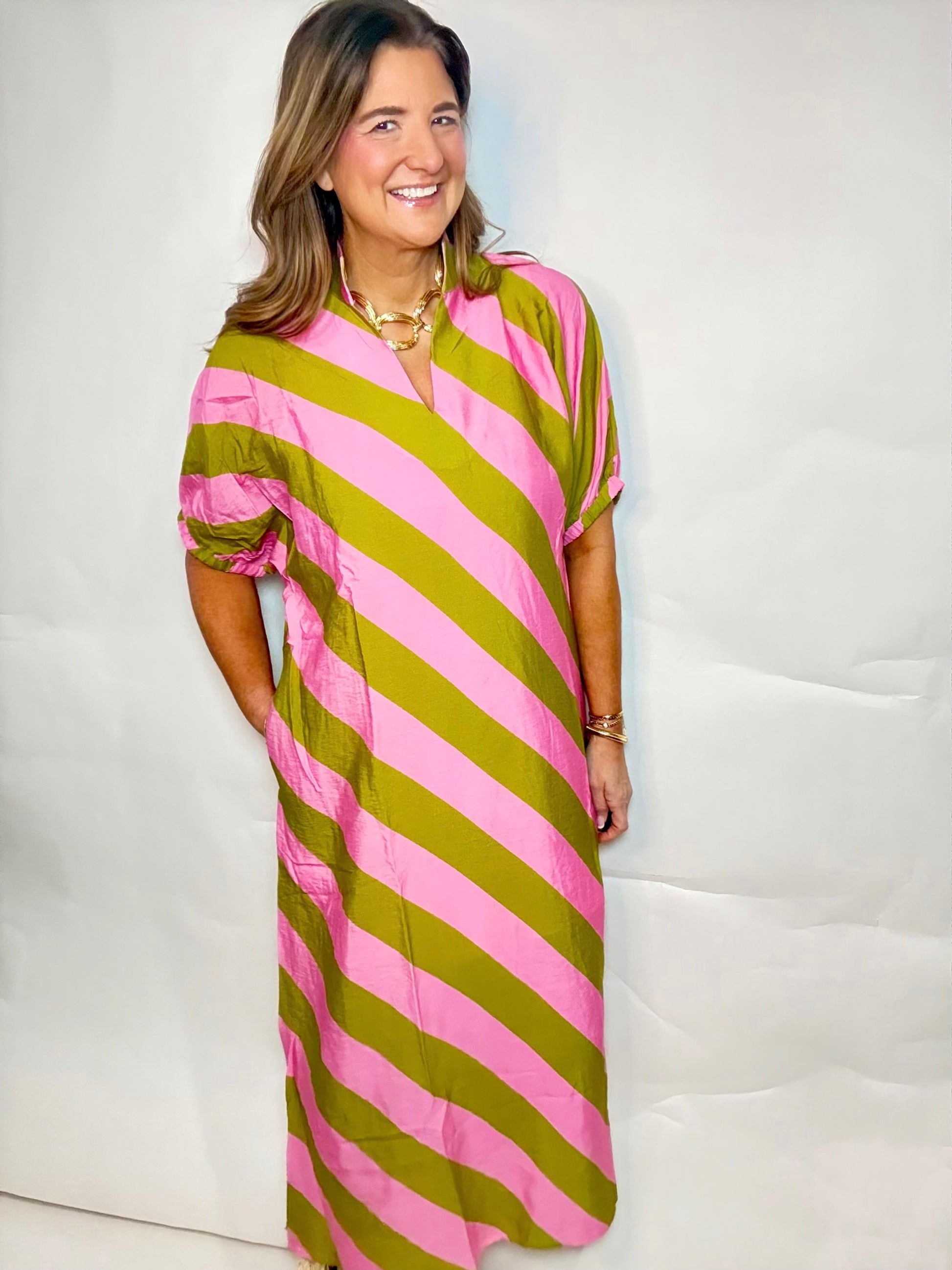 The Palm Spring  Stripe Midi Dress - Triple Charm Boutique