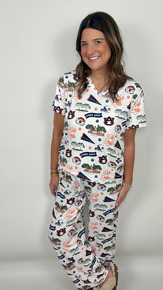 The Mary Square Auburn Pajama's Pants Set - Triple Charm Boutique