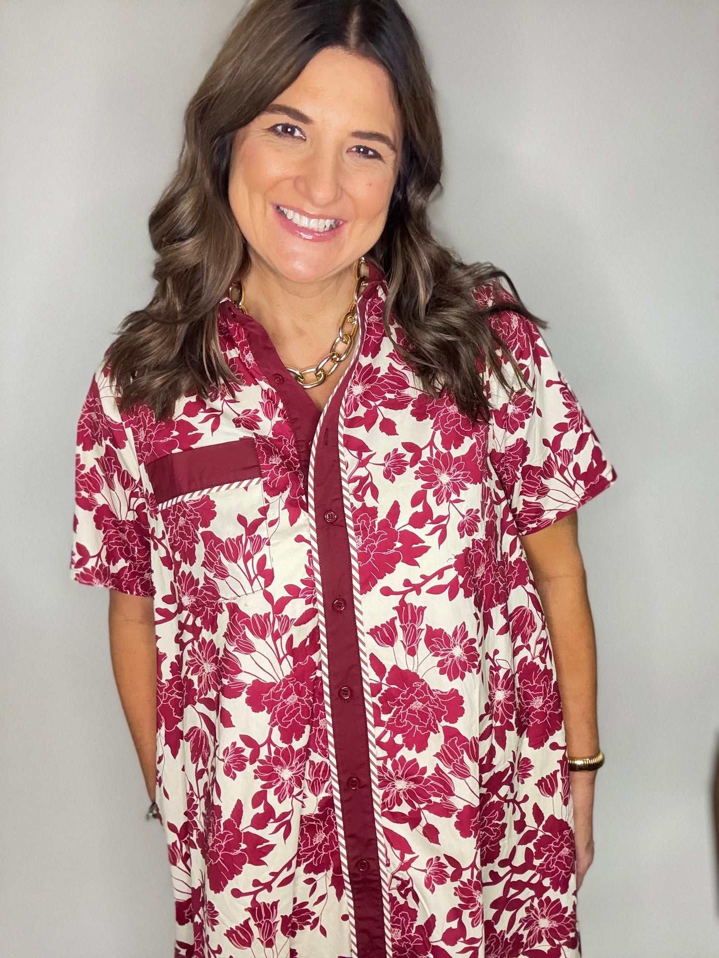 The Red & White Floral Gail  Dress