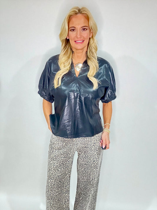 Black Leather Dress Top