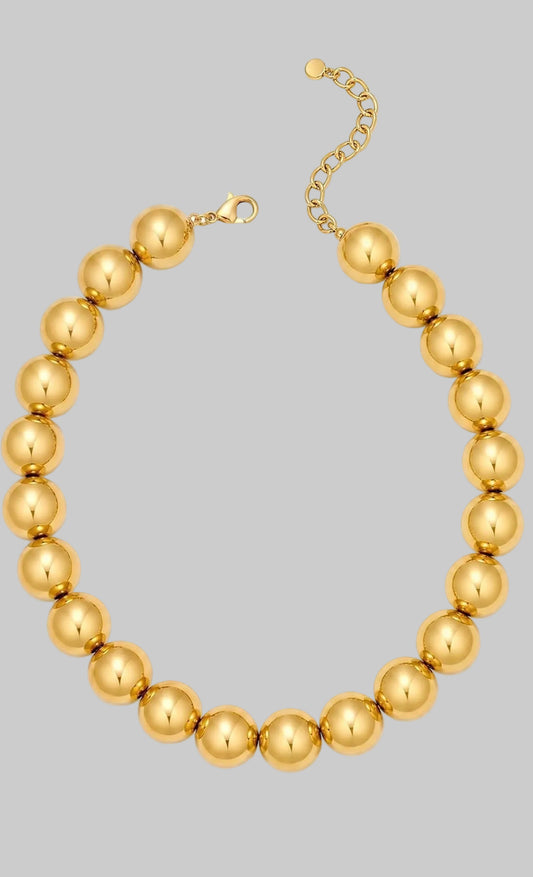 Gold Ball Beaded Statement Necklace