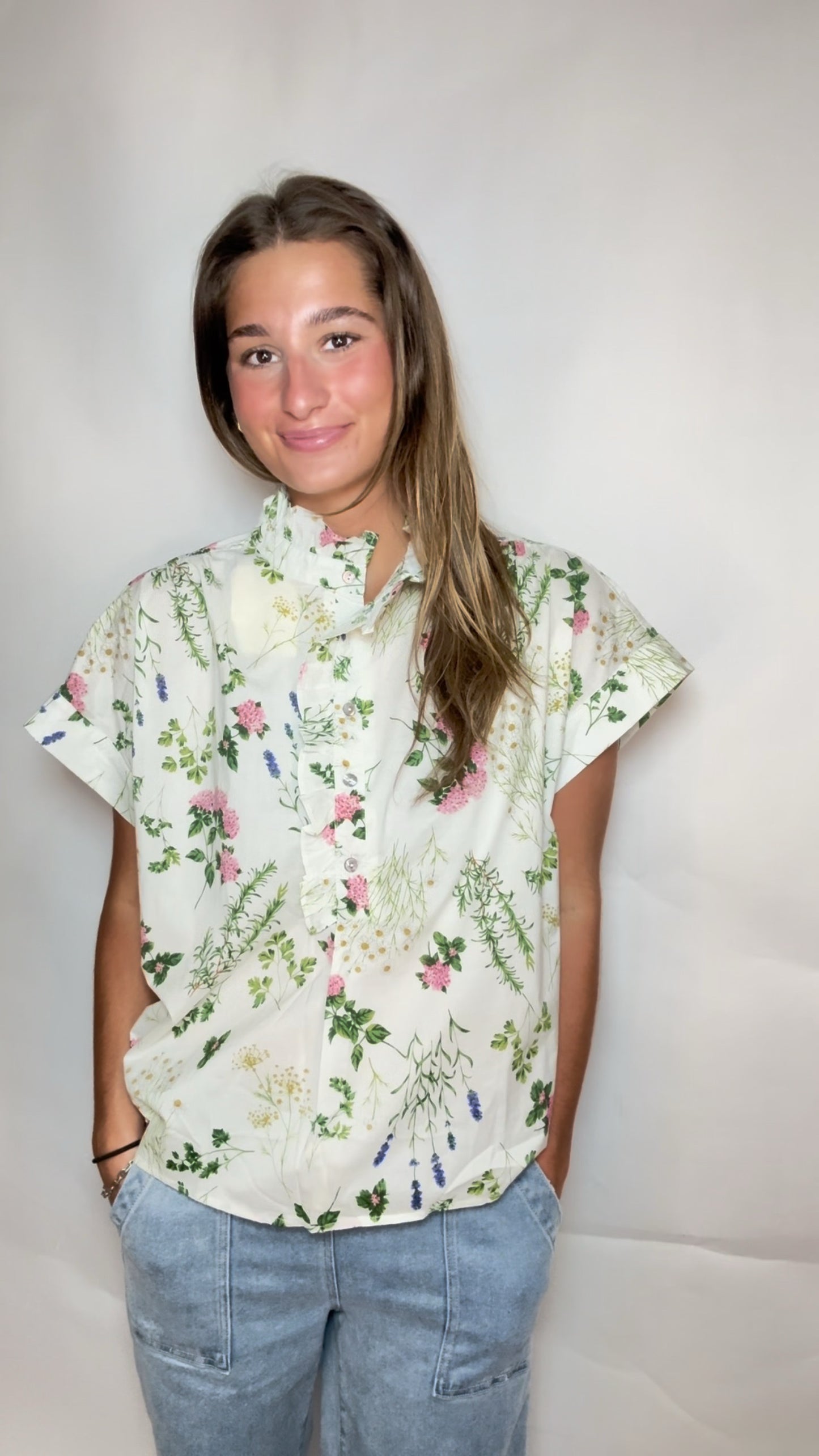 The Brooke Floral Ruffle Top