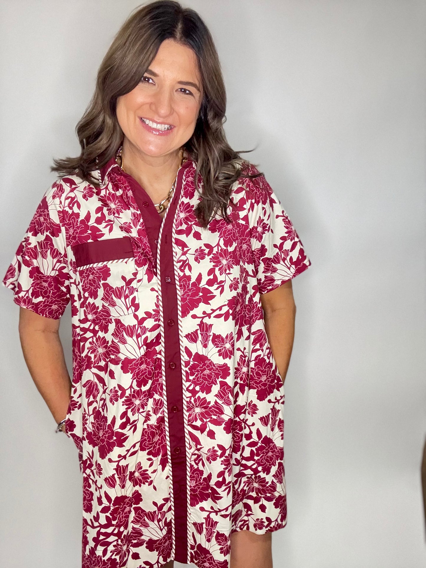 The Red & White Floral Gail  Dress