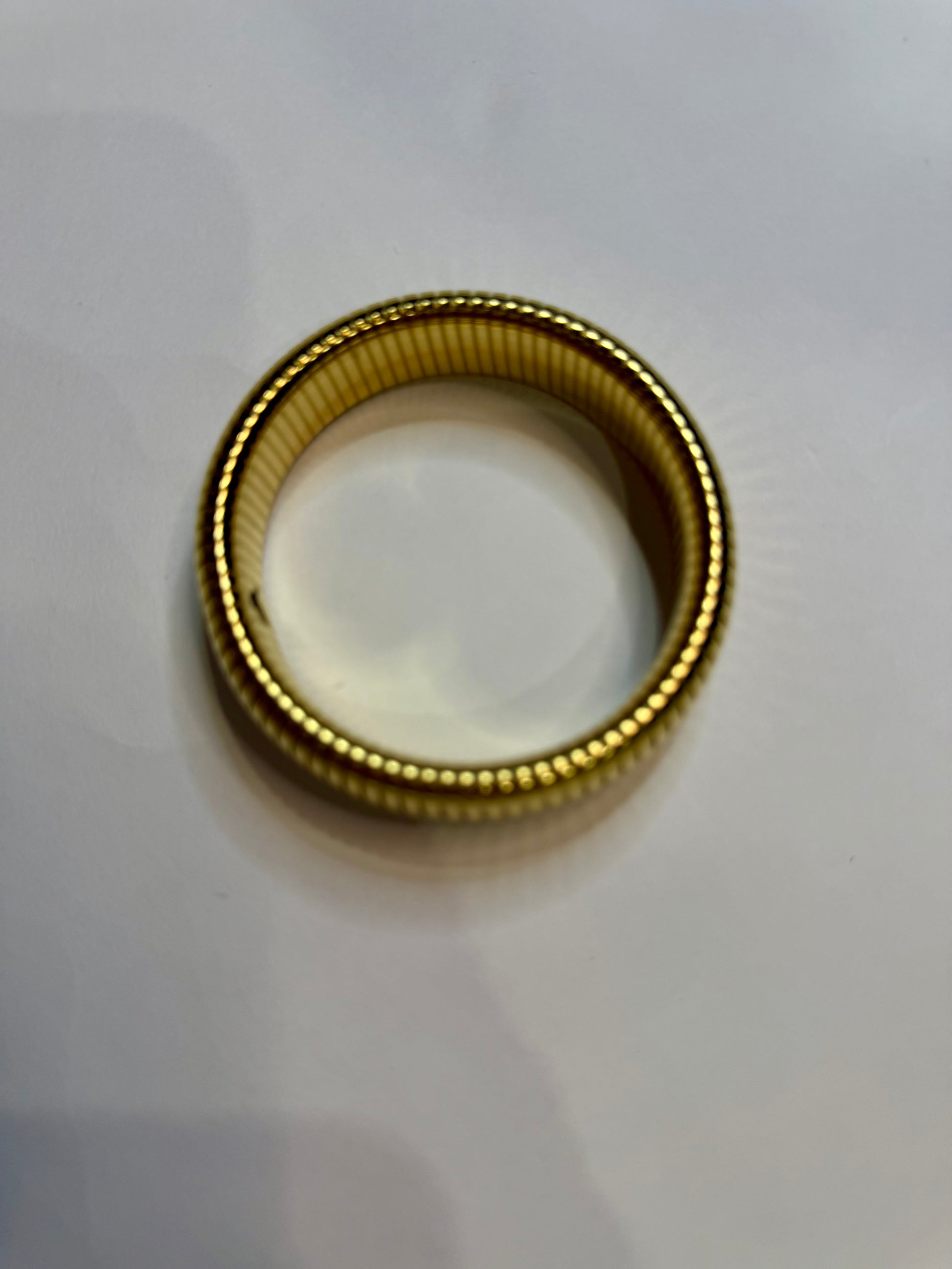 Gold Plated Stainless Stainless Stretch Bracelet Large Width - Triple Charm Boutique