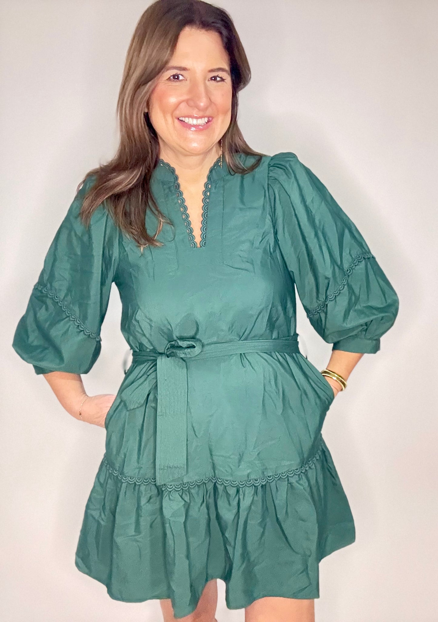 Hunter Green Mini Dress - Triple Charm Boutique