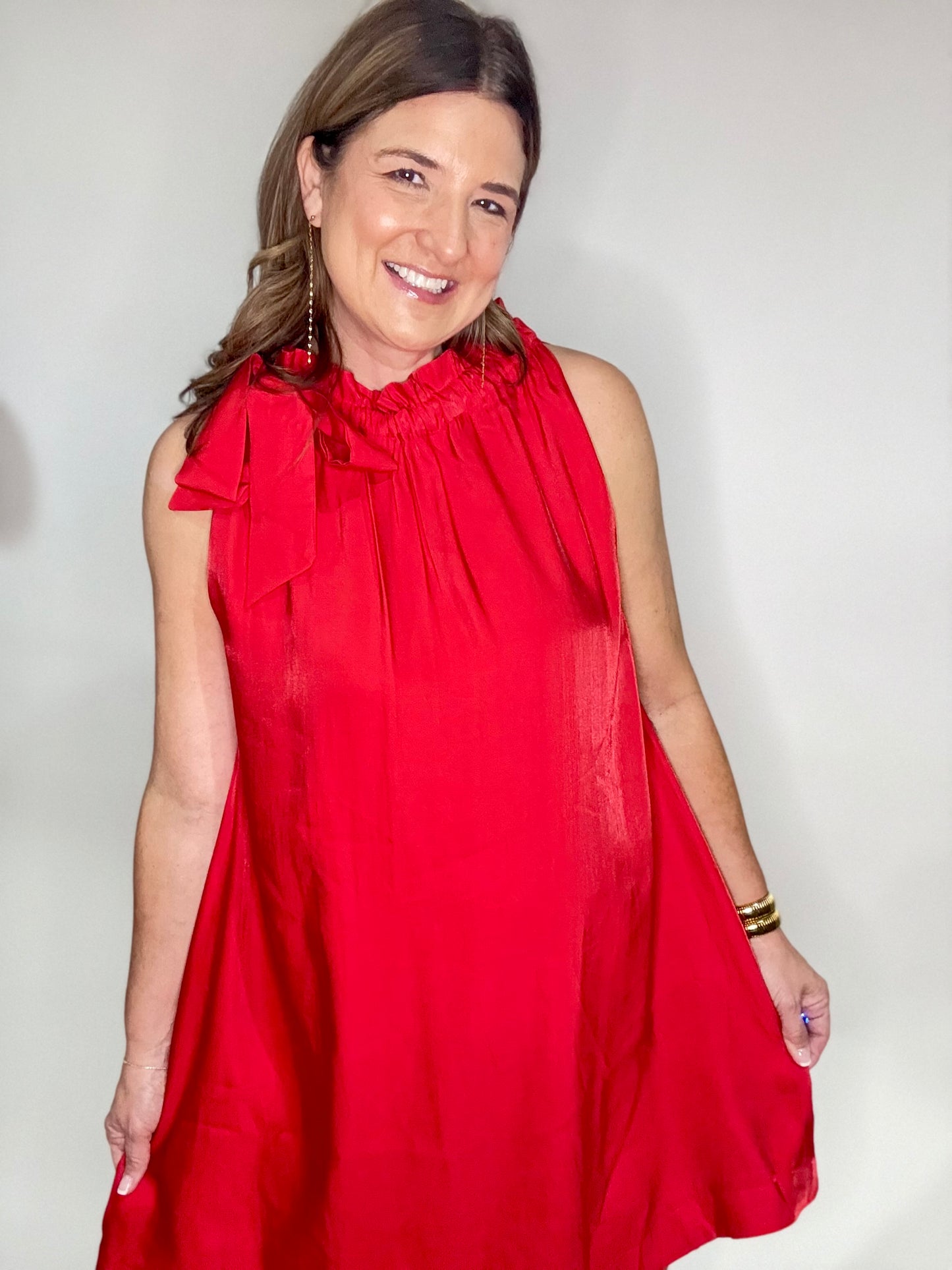 The Flirty Red Bow Mini Dress