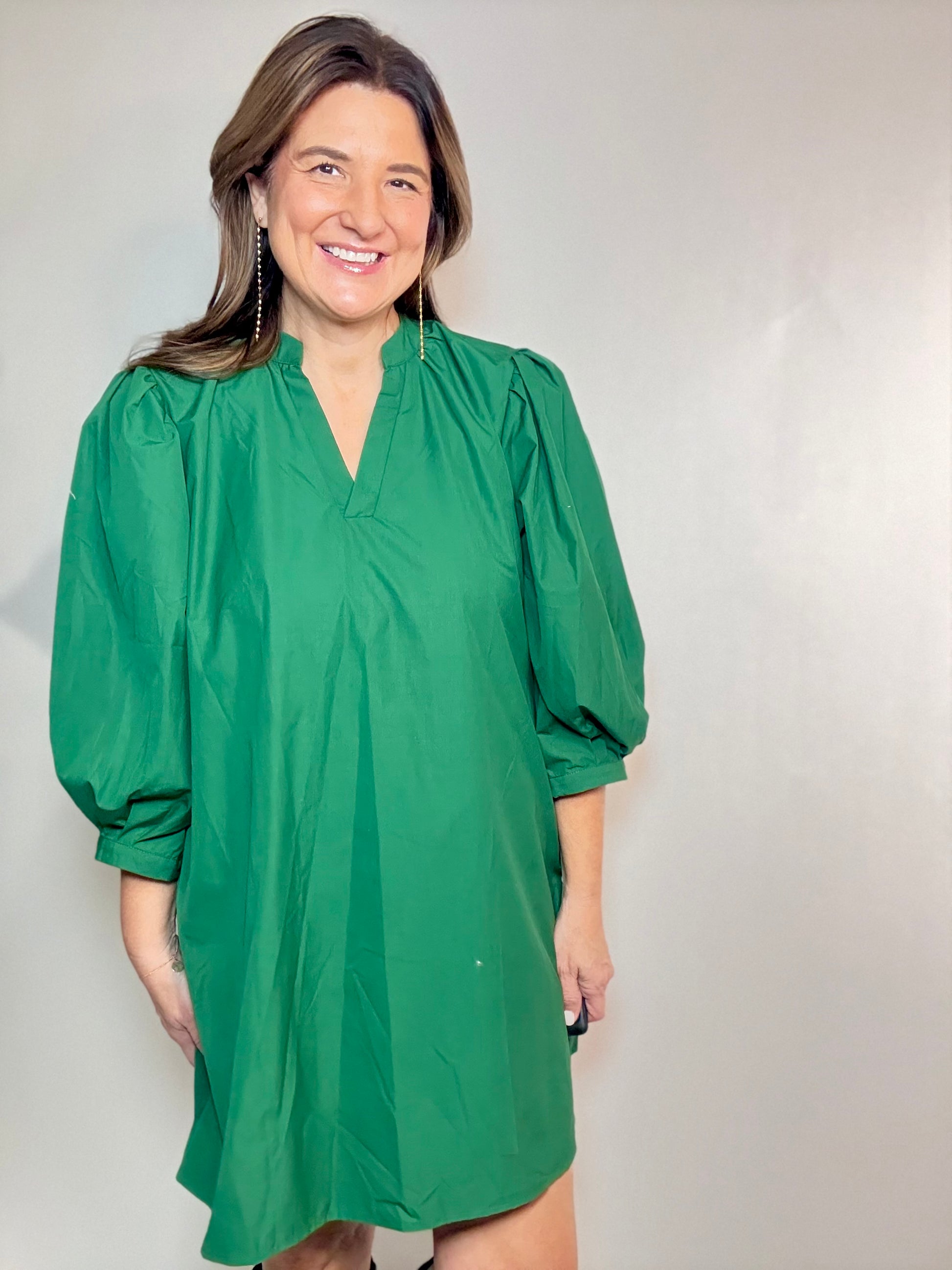 The Green Shift Dress - Triple Charm Boutique